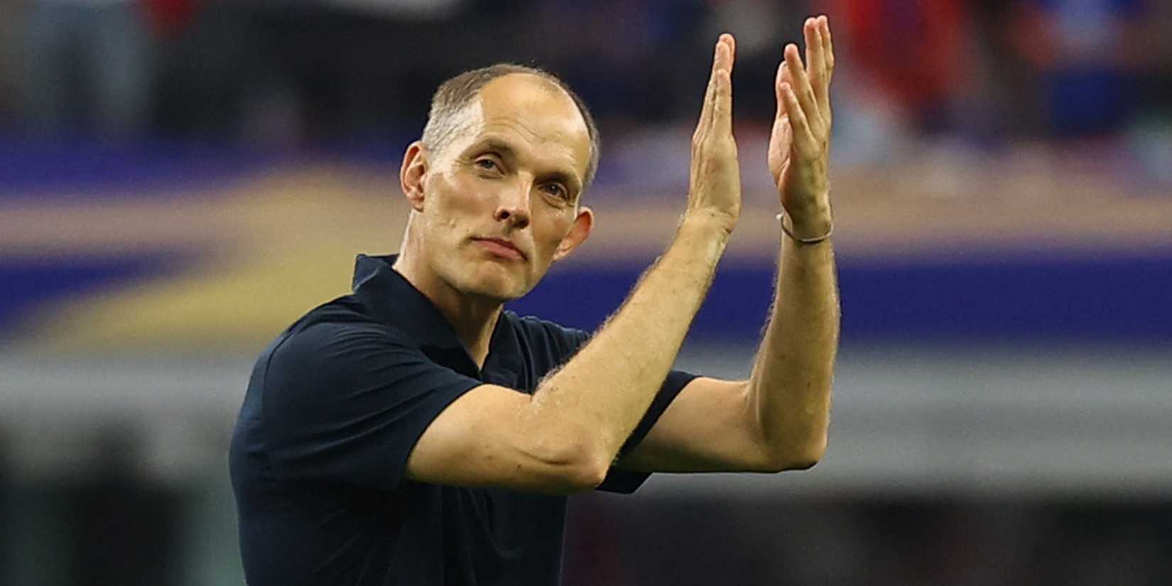 Thomas Tuchel applauding England fans after beating Croatia in the 2026 World Cup