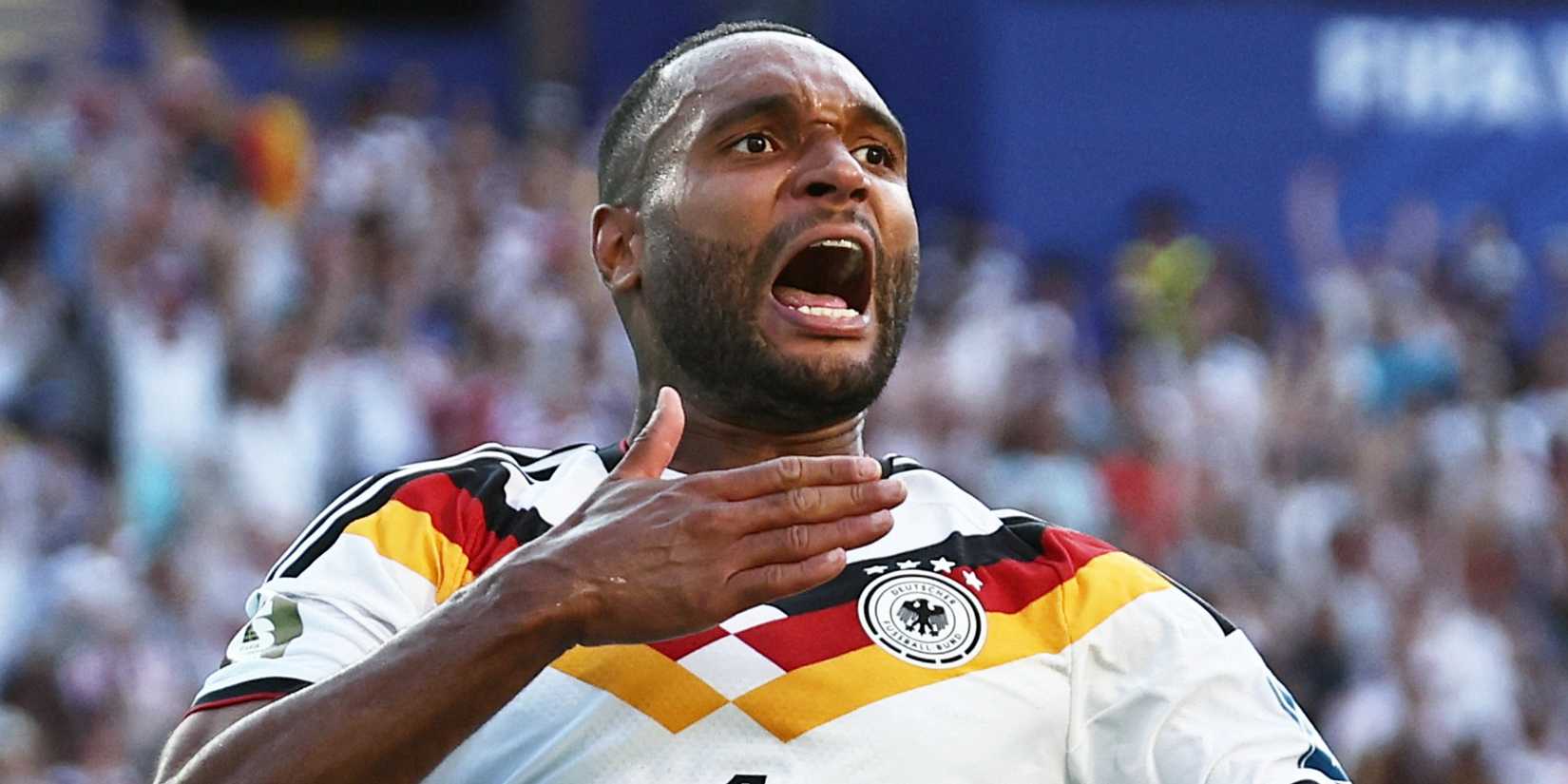 Germany's Jonathan Tah celebrates his goal vs Paraguay, which was later disallowed