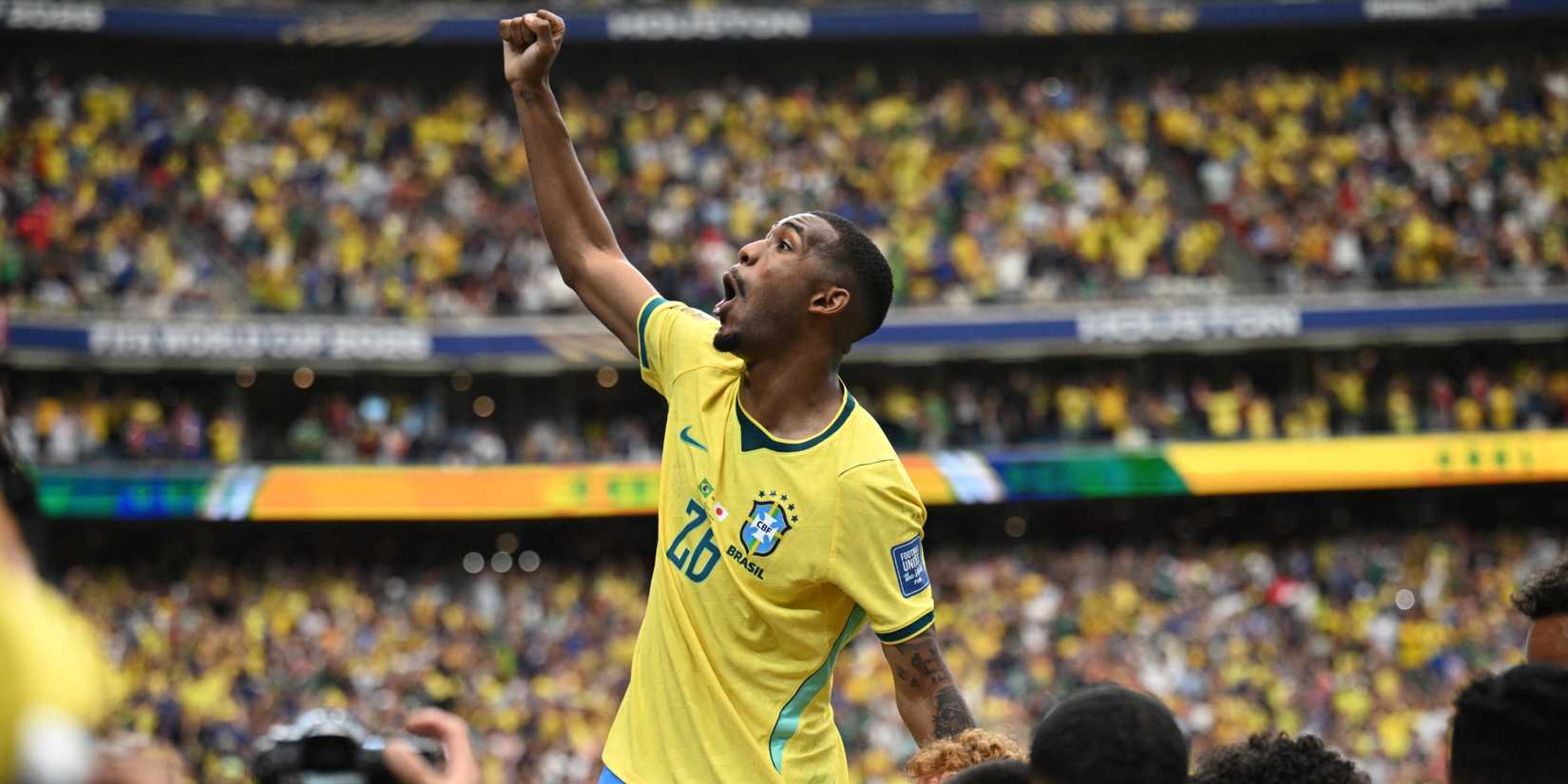 Rayan Brazil (Bournemouth) celebrates against Japan at the 2026 World Cup
