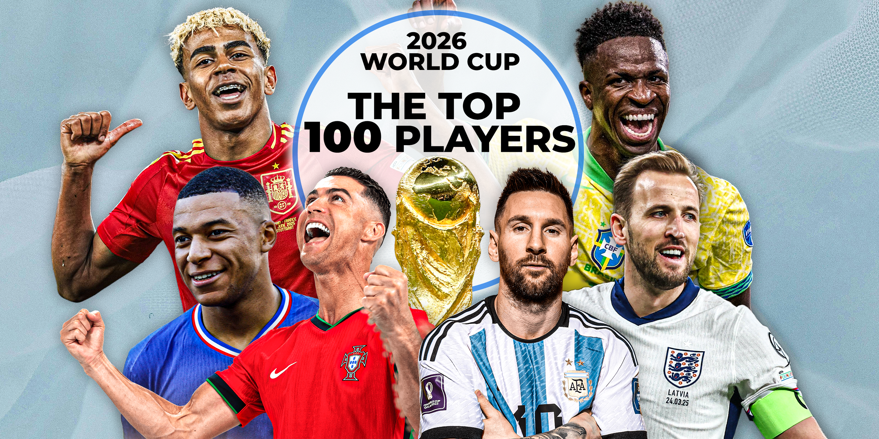 Top Players at the World Cup including Lionel Messi, Cristiano Ronaldo, Kylian Mbappe and Lamine Yamal