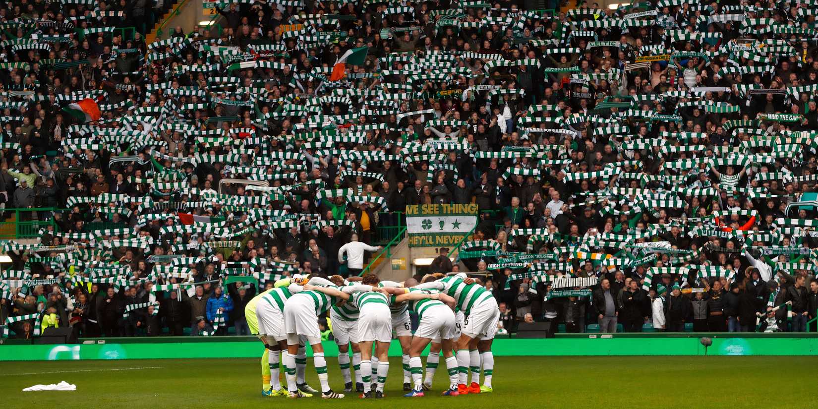 Celtic players huddle