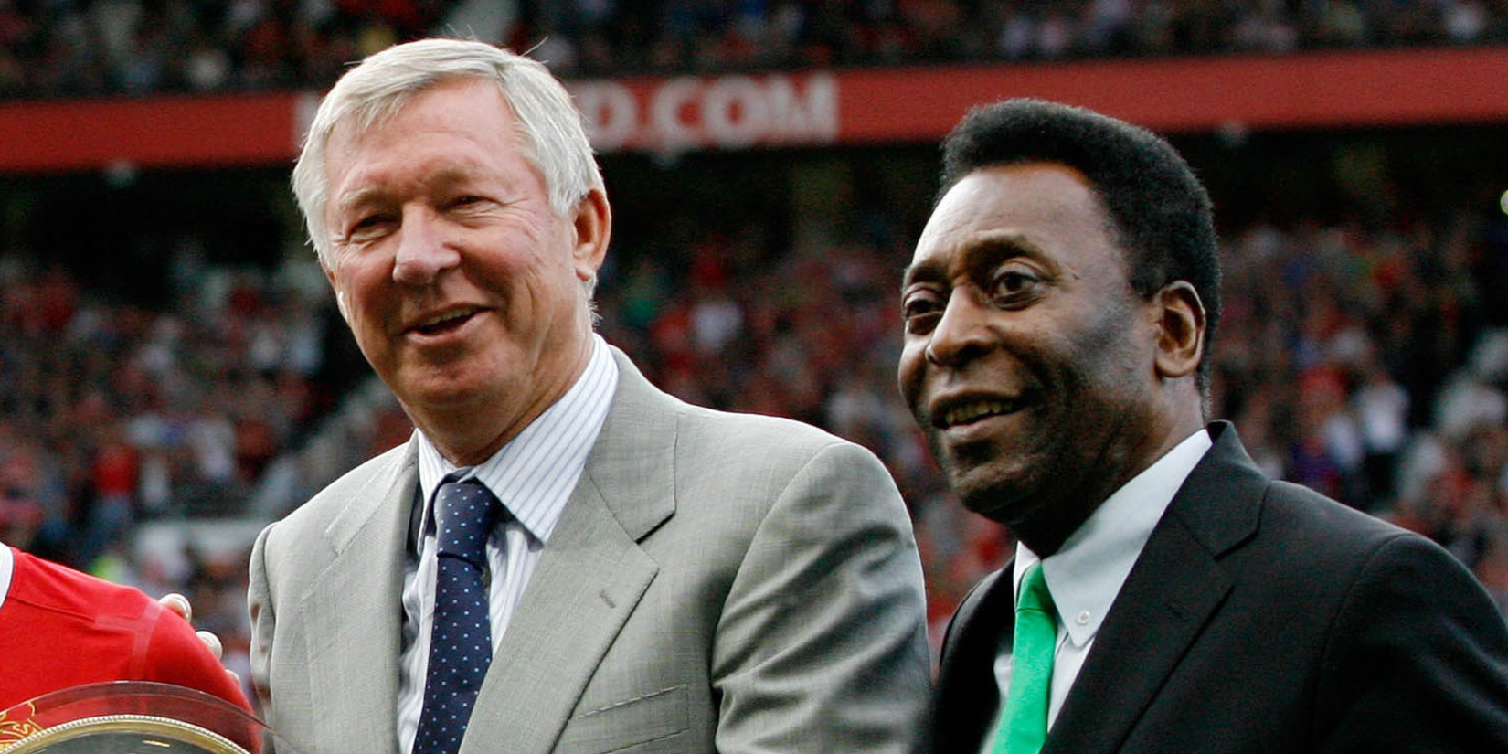Sir Alex Ferguson (Manchester United) and Pele (Brazil) at Old Trafford