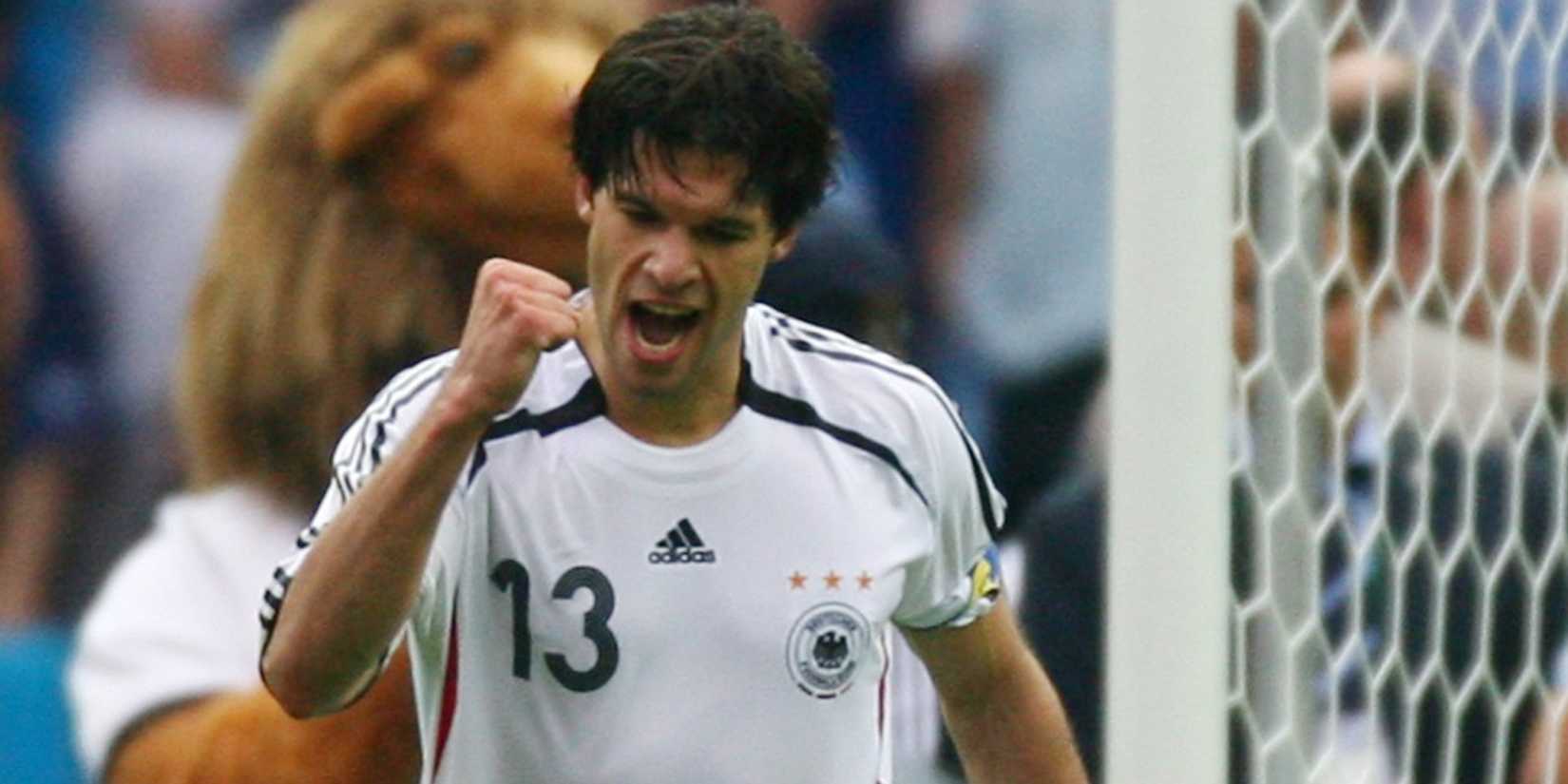 Michael Ballack Germany celebrates scoring a penalty against Argentina World Cup 2006