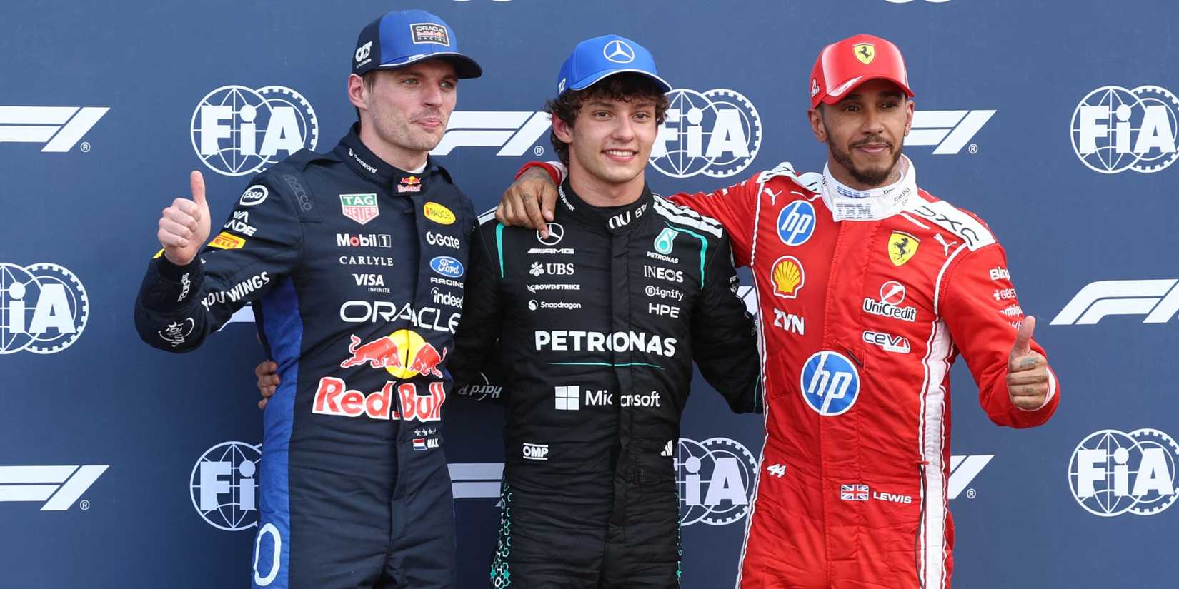 Verstappen, Antonelli, Hamilton