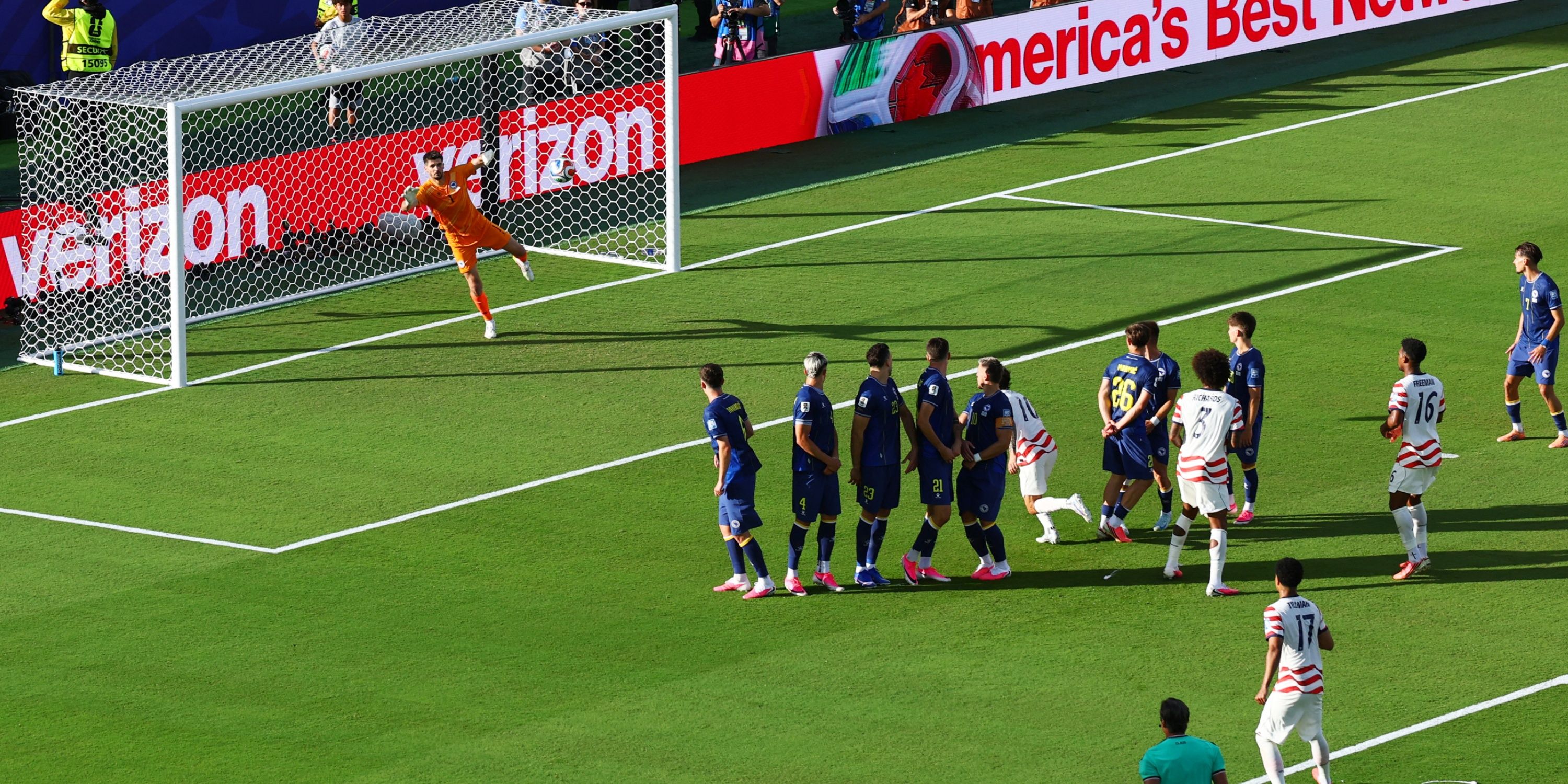 Malik Tillman United States USMNT scores free kick vs Bosnia-Herzegovina World Cup 2026