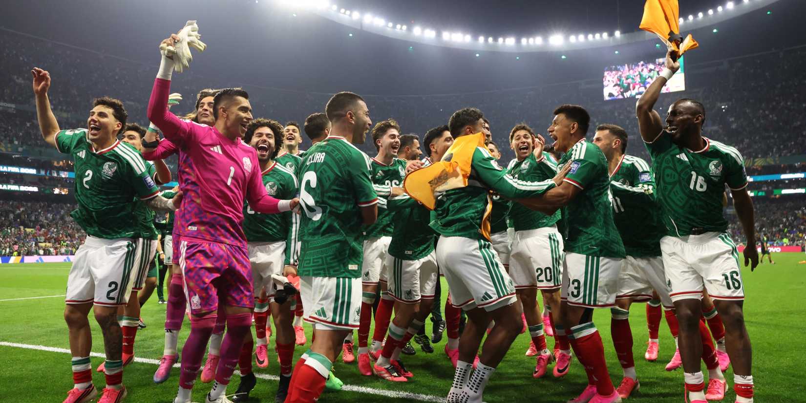 Mexico players celebrate win vs Ecuador World Cup 2026