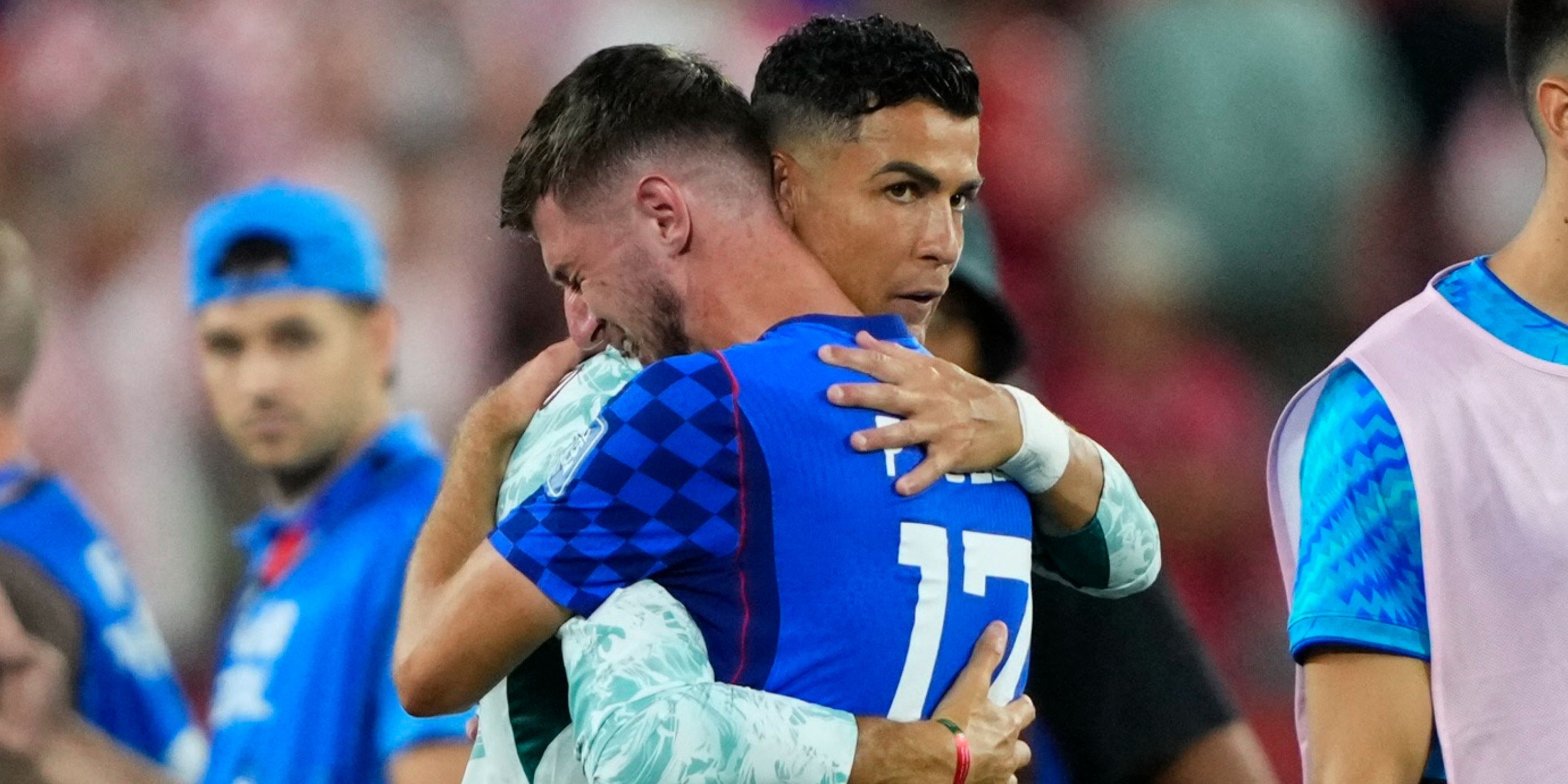 Cristiano Ronaldo consoles Petar Sucic after Portugal 2-1 Croatia