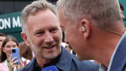 Former Red Bull team principal Christian Horner arrives ahead of the race