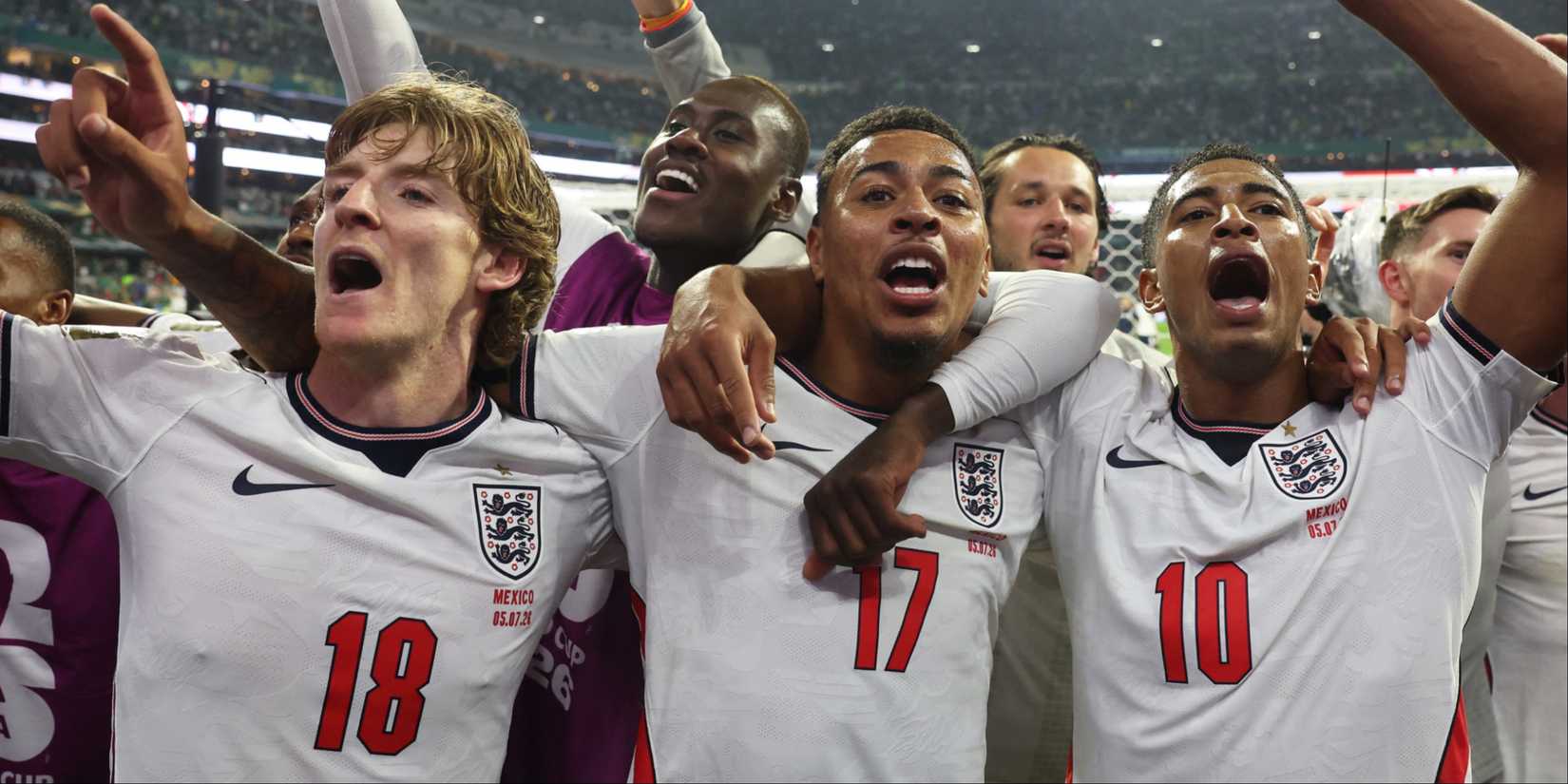 Anthony Gordon, Morgan Rogers and Jude Bellingham (England)