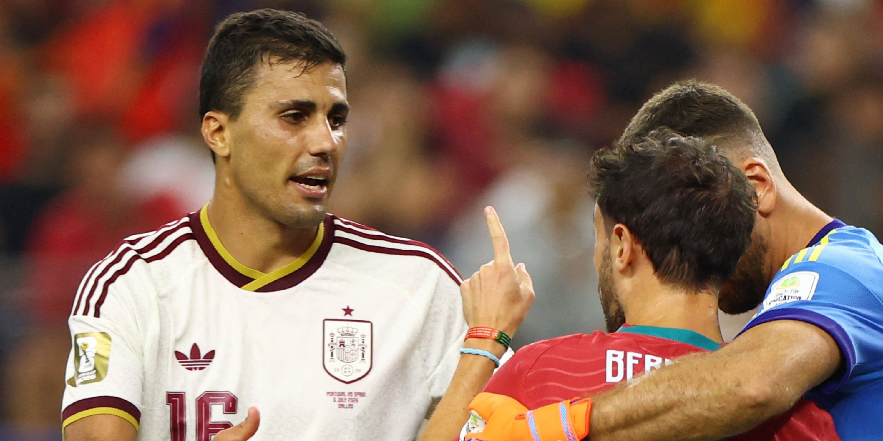 Portugal's Bernardo Silva and Spain's Rodri clash