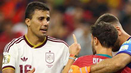 Portugal's Bernardo Silva and Spain's Rodri clash