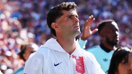 Christian Pulisic of the U.S. walks out before the start of the match vs Belgium