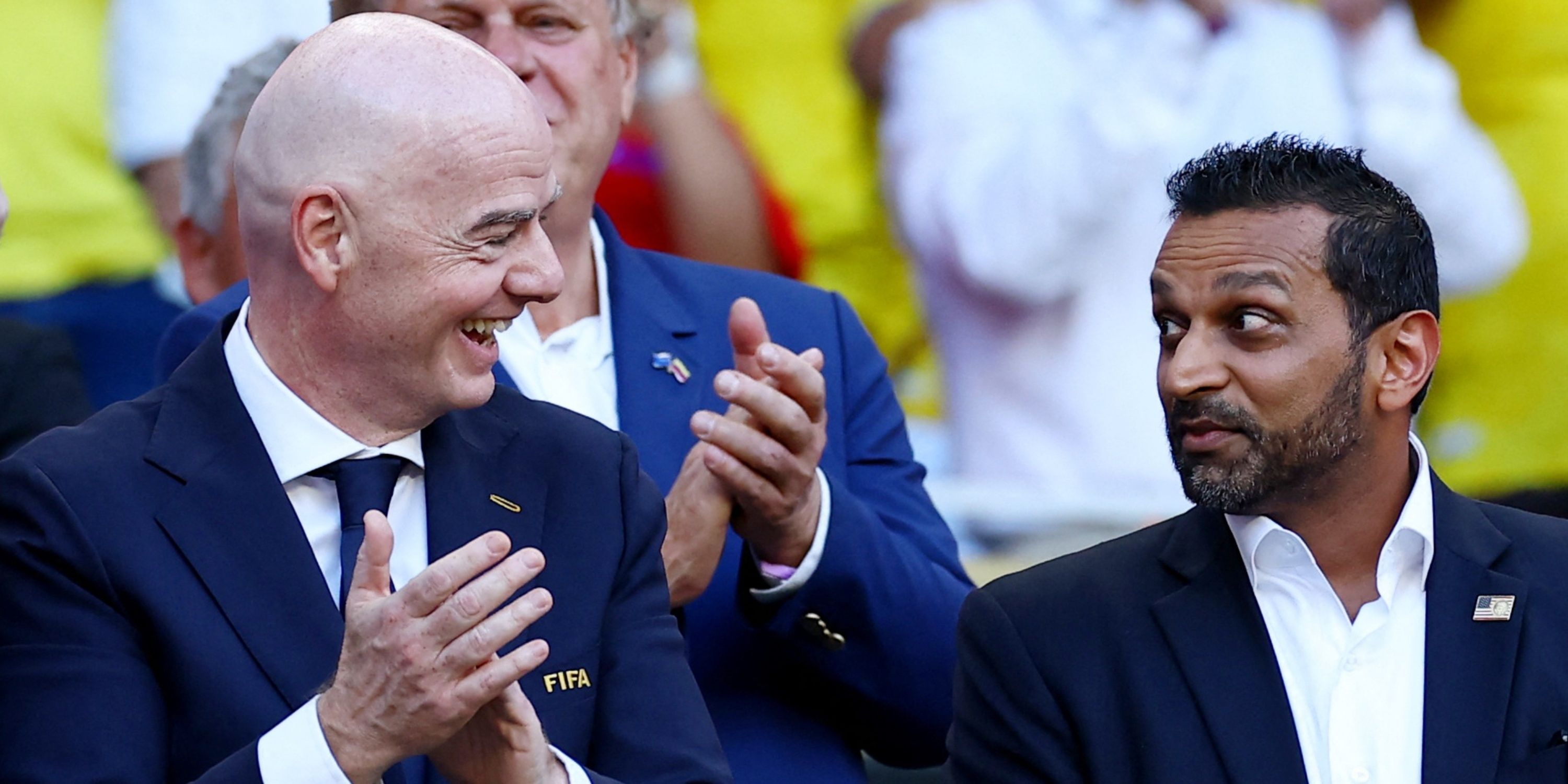 FIFA President Gianni Infantino and FBI Director Kash Patel in the stands before the match