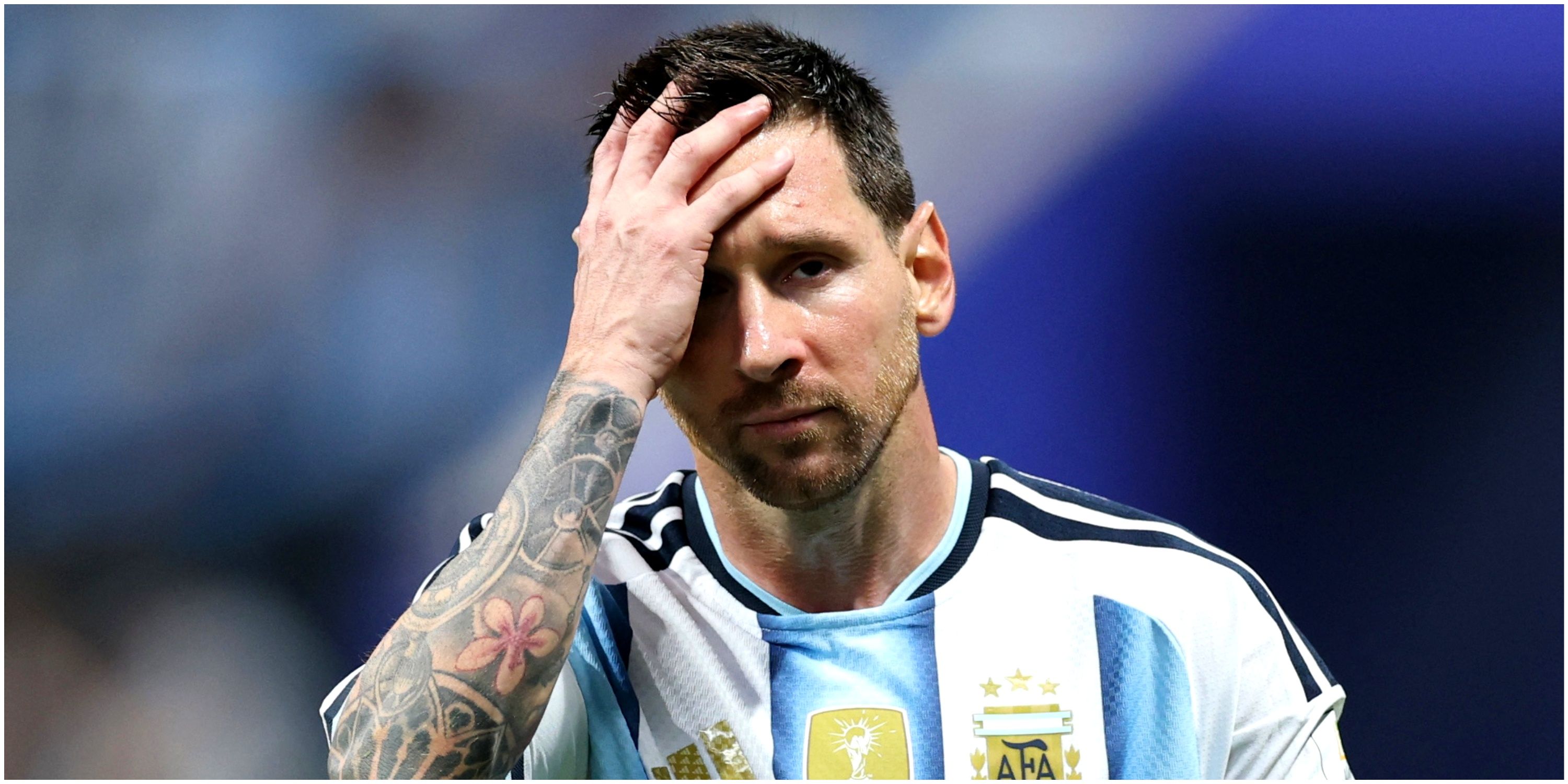 Argentina's Lionel Messi looks worried vs Egypt