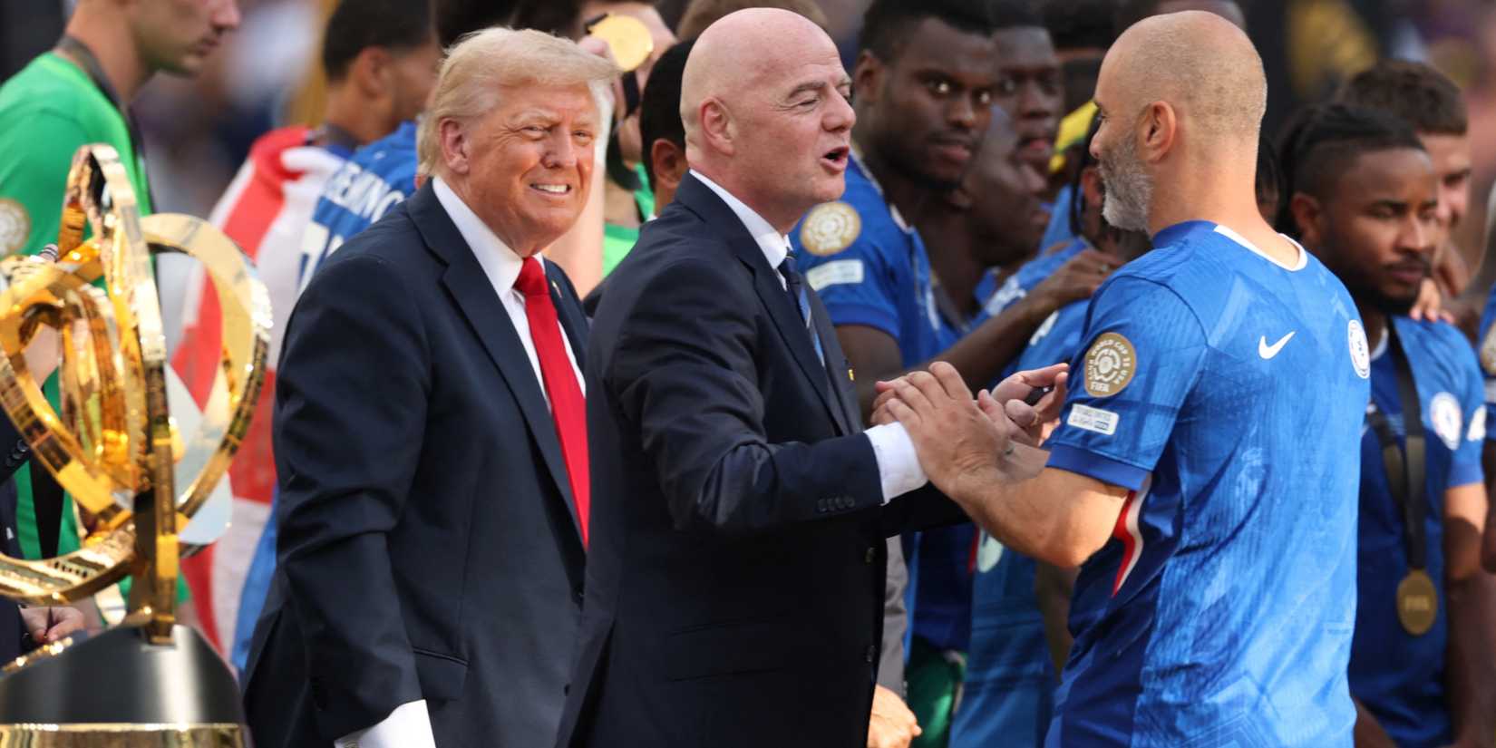 Donald Trump and Gianni Infantino after the 2025 FIFA Club World Cup final