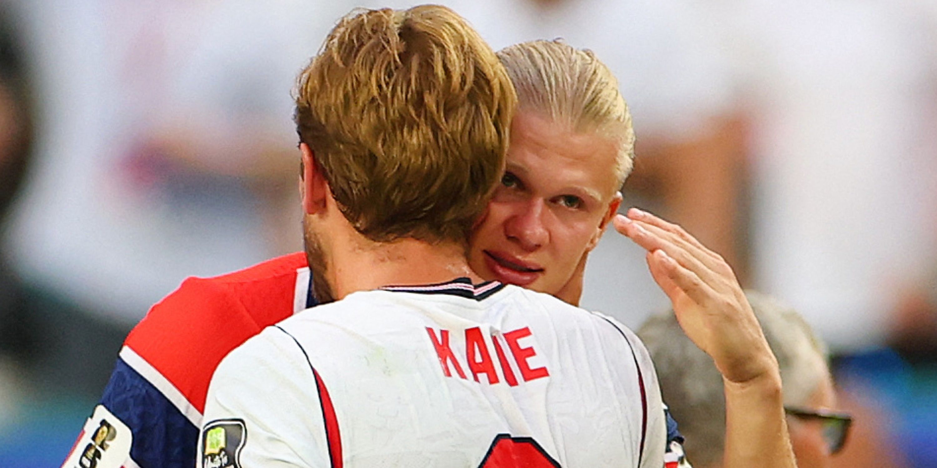 Erling Haaland and Harry Kane after Norway 1-2 England