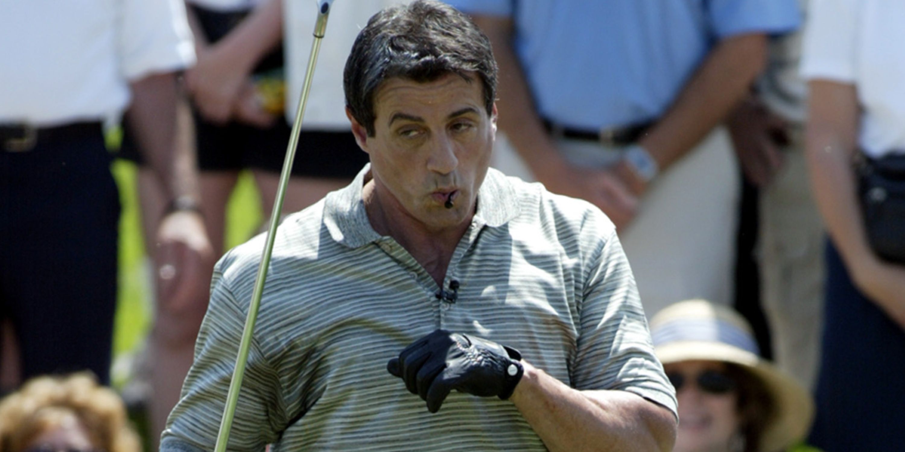 Sylvester Stallone strikes 'Rocky Balboa' pose at celebrity golf tournament 2003