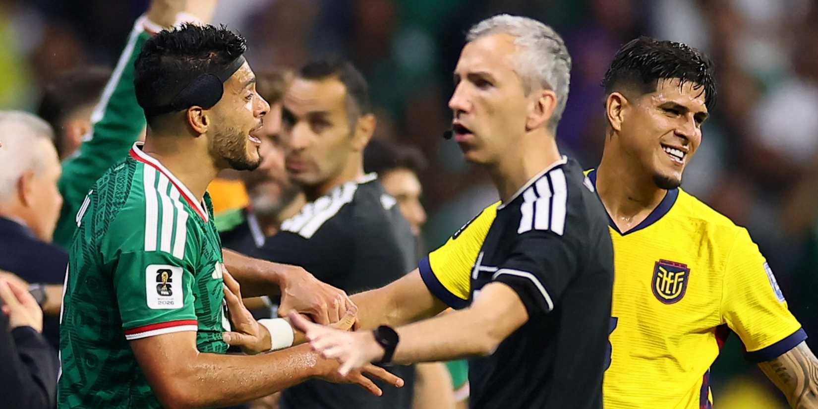 Raul Jimenez Mexico Tomaz Klancnik Assistant Referee Piero Hincapie Ecuador World Cup 2026
