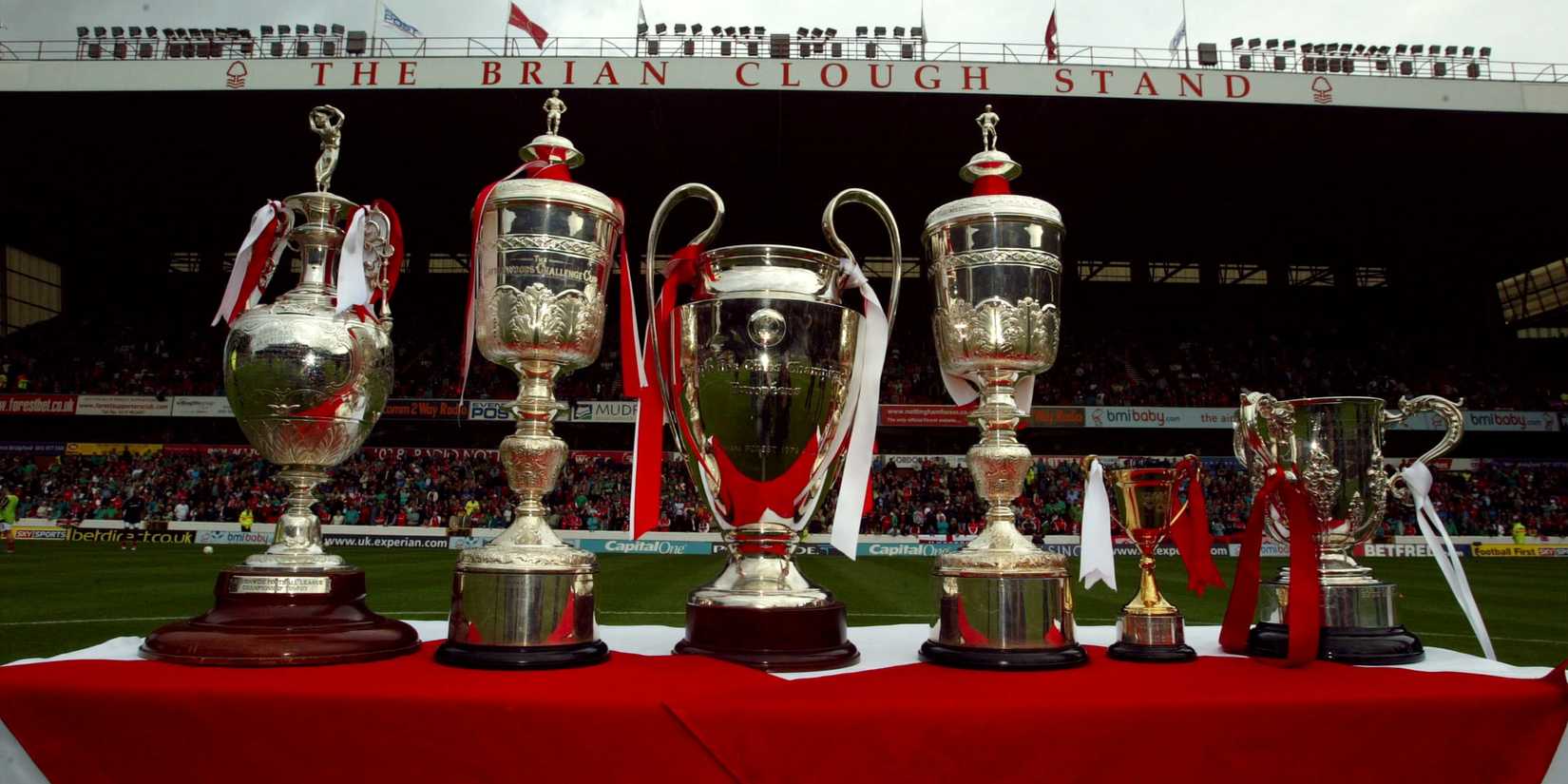 Nottingham Forest trophy display City Ground Brian Clough Stand 2004