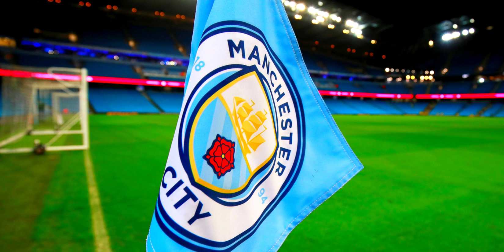 General view of the Manchester City corner flag inside the Etihad stadium before the match