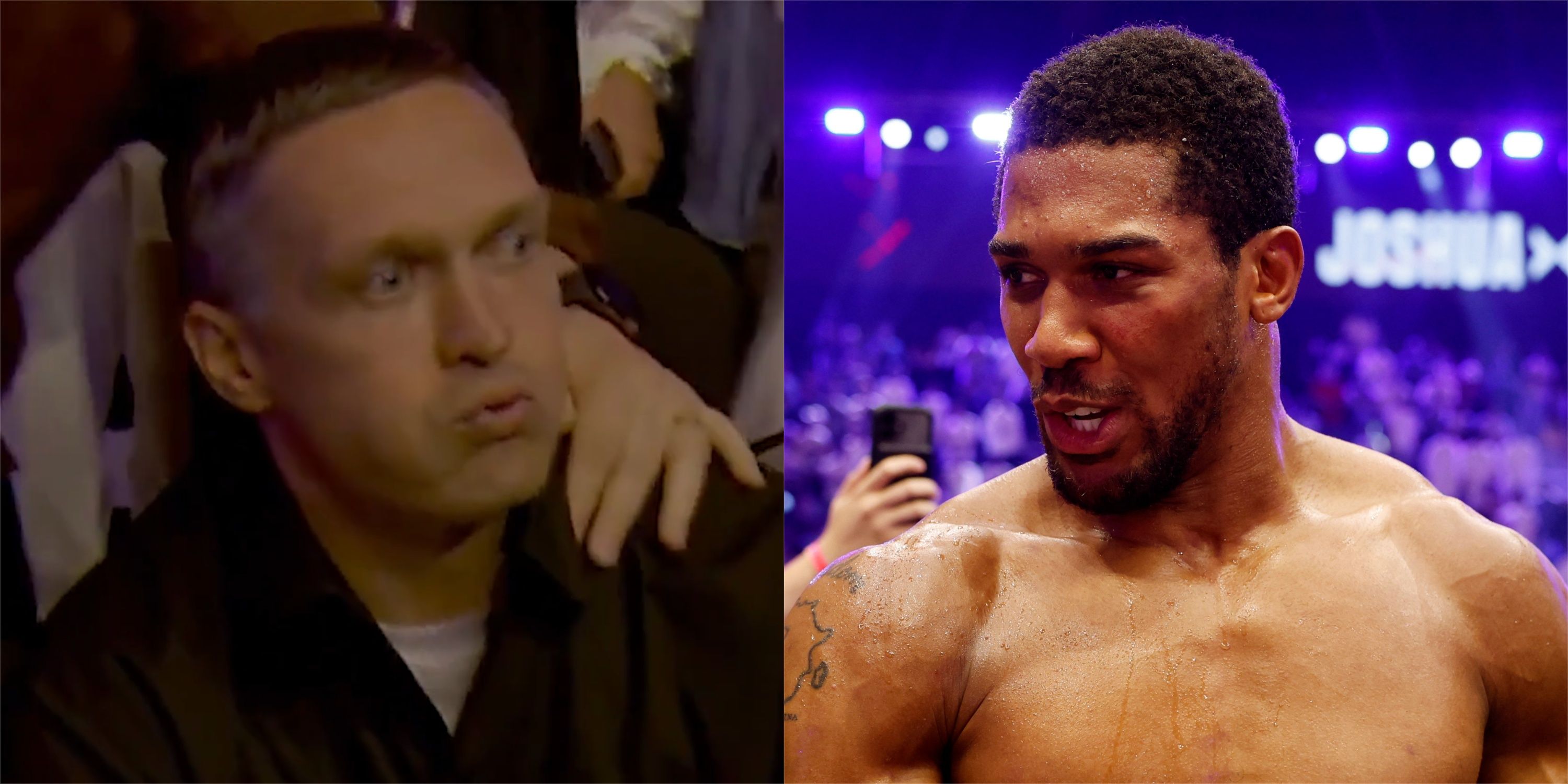 Footage Shows Oleksandr Usyk's Reaction to Anthony Joshua's Knockout of Prenga