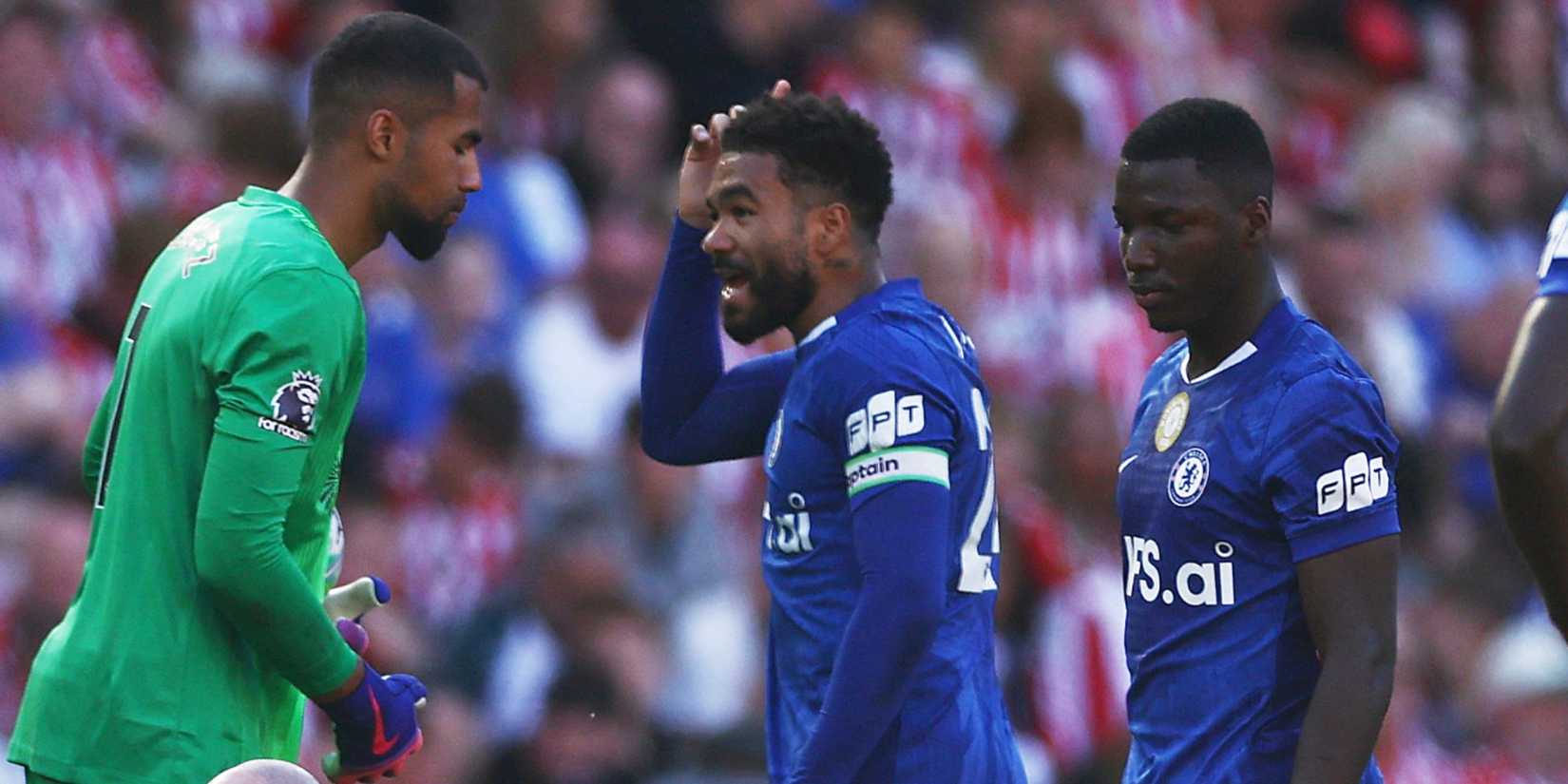Robert Sanchez, Reece James and Moises Caicedo in action for Chelsea