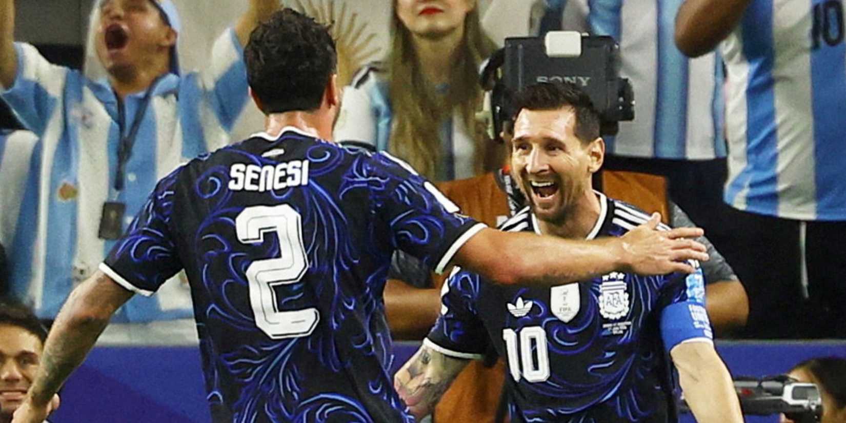 Marcos Senesi and Lionel Messi during the 2026 World Cup