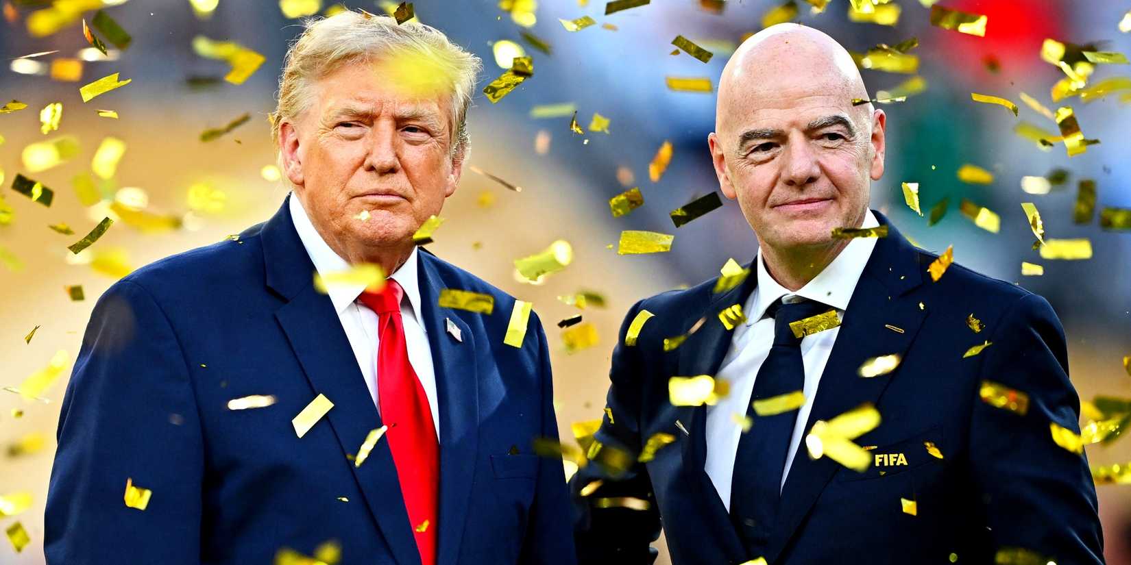 President Donald Trump and FIFA President Gianni Infantino during the World Cup trophy presentation