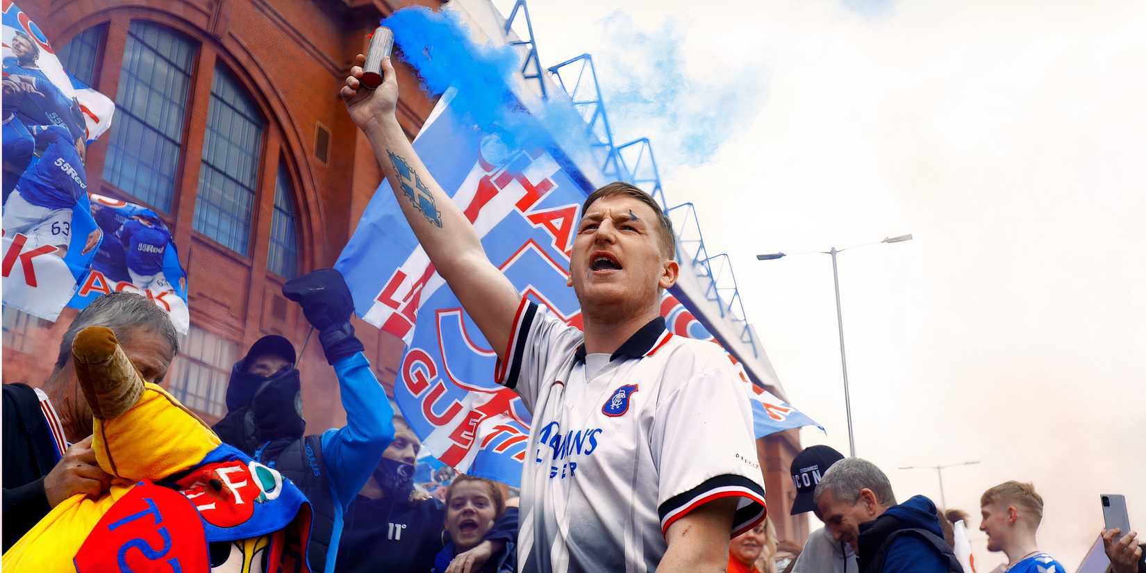 Rangers fan celebrates