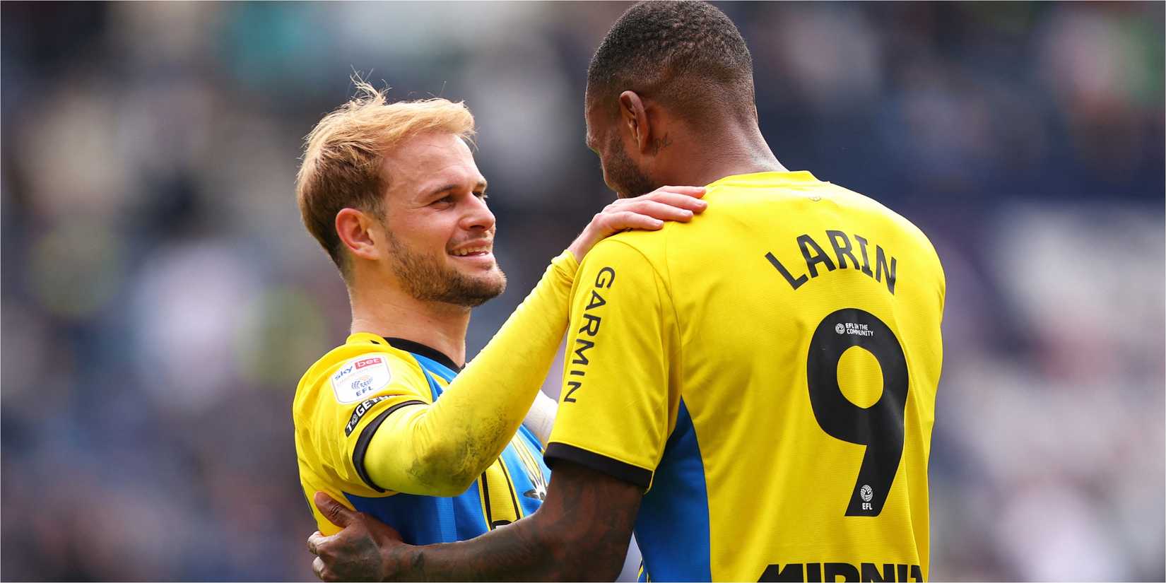 Southampton duo Leo Scienza and Cyle Larin celebrate