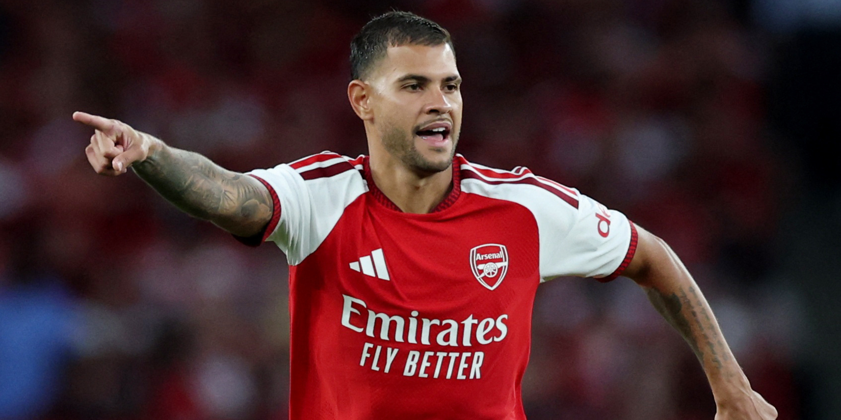 Arsenal's Bruno Guimaraes comes on as a substitute to replace Max Dowman