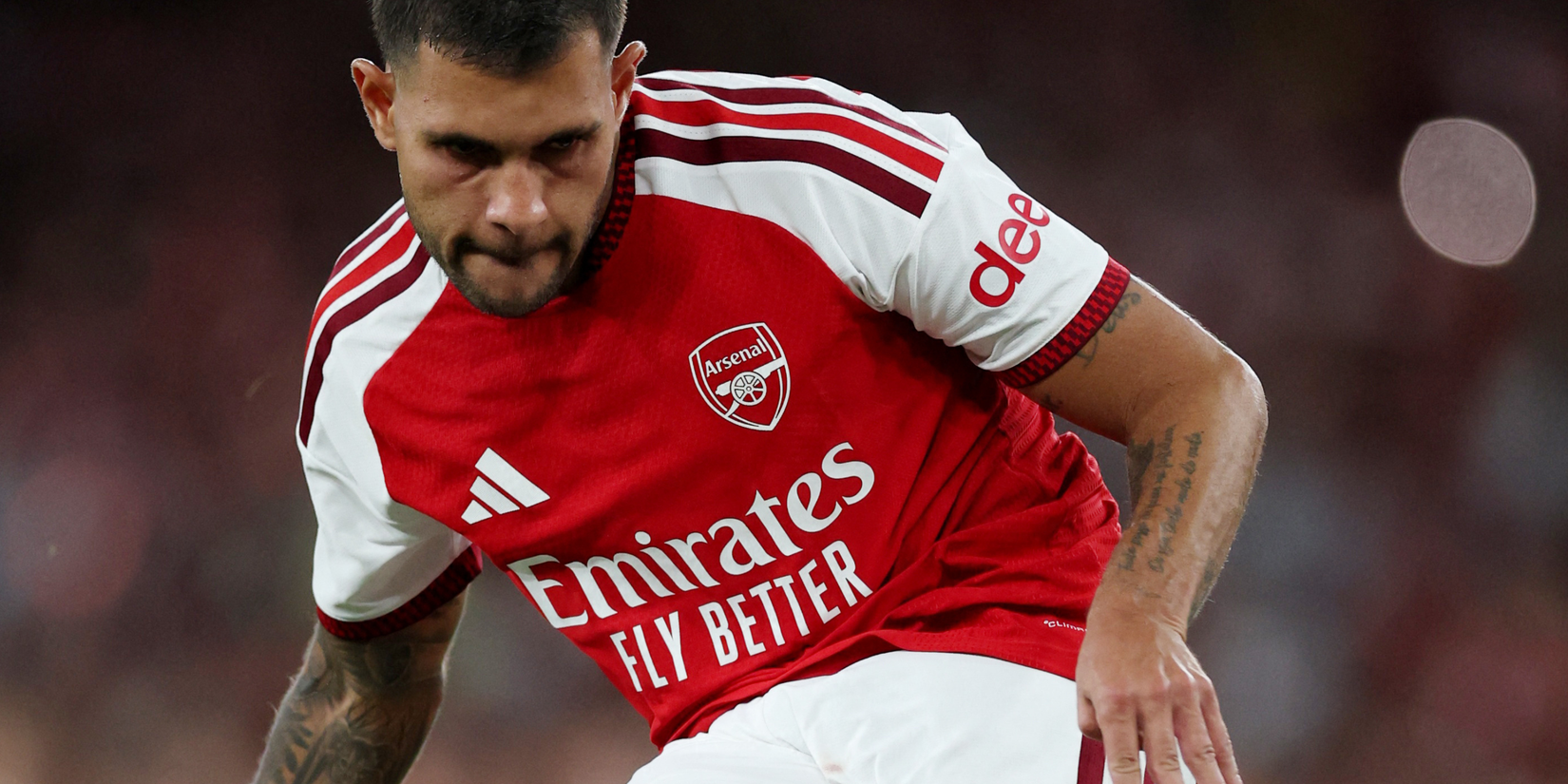 Arsenal's Bruno Guimaraes scores a penalty during the penalty shootout