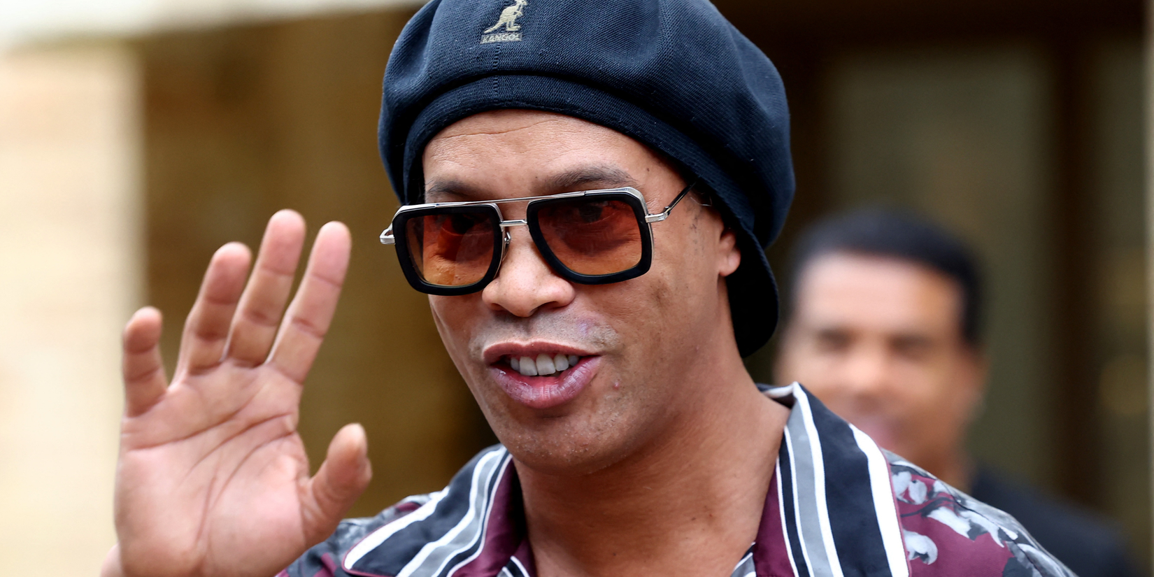 Ronaldinho speaks to the media as he is presented as a new player for Ravenna