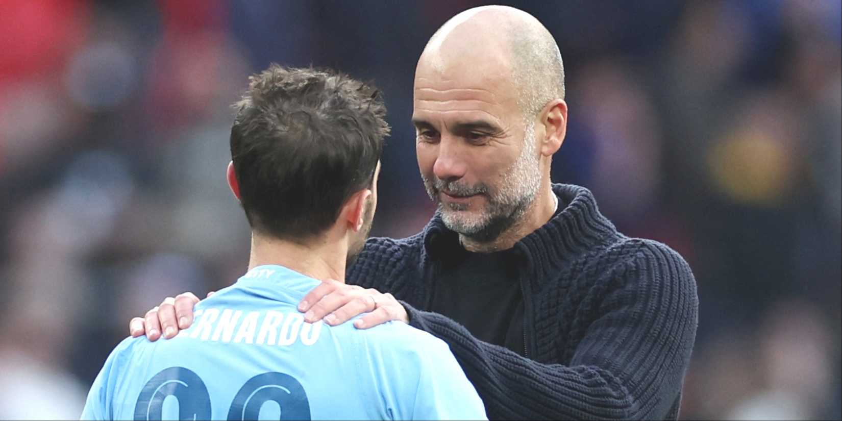 Pep Guardiola and Bernardo Silva
