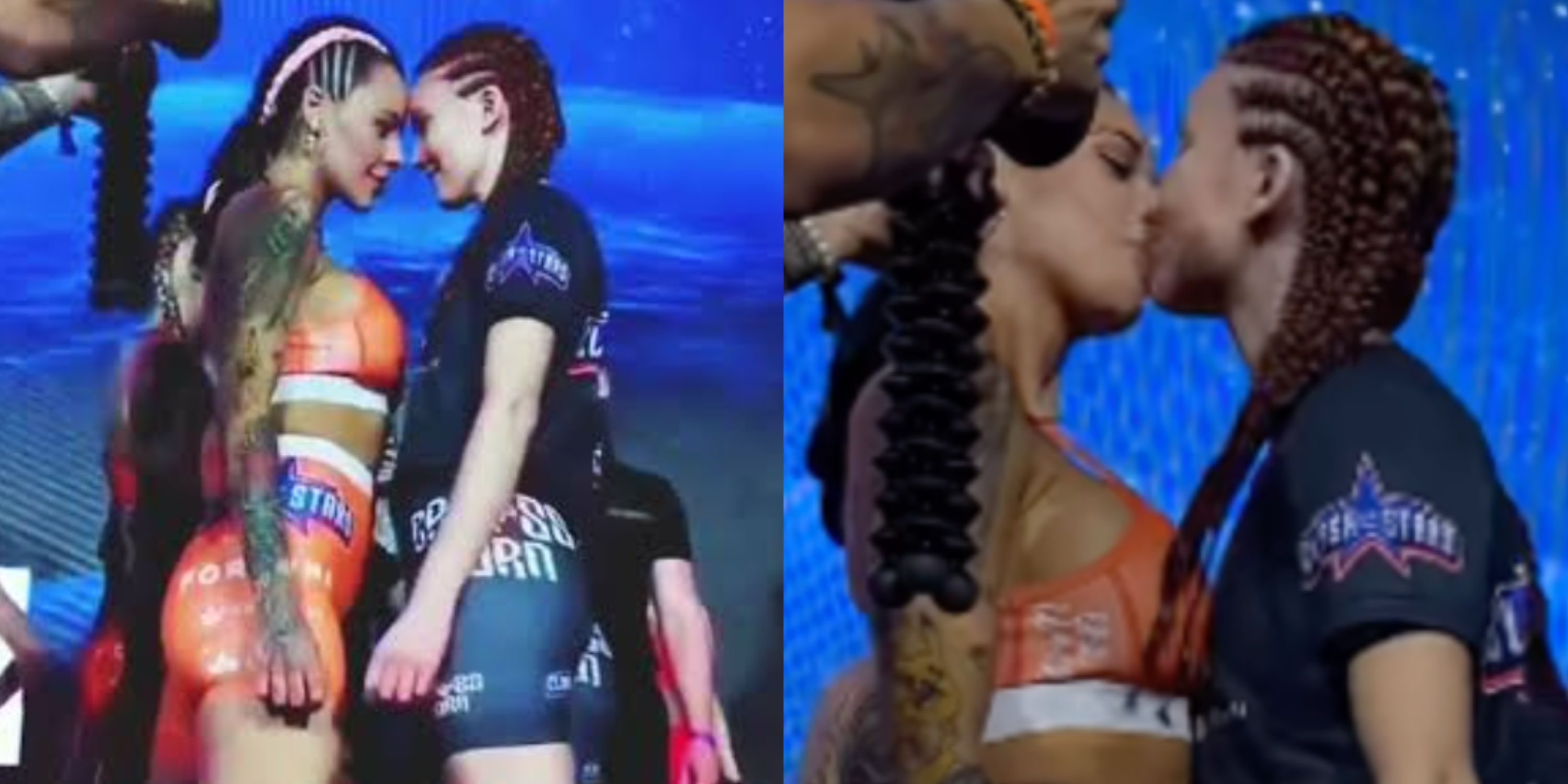 MMA: Two female fighters kiss during pre-fight face-off