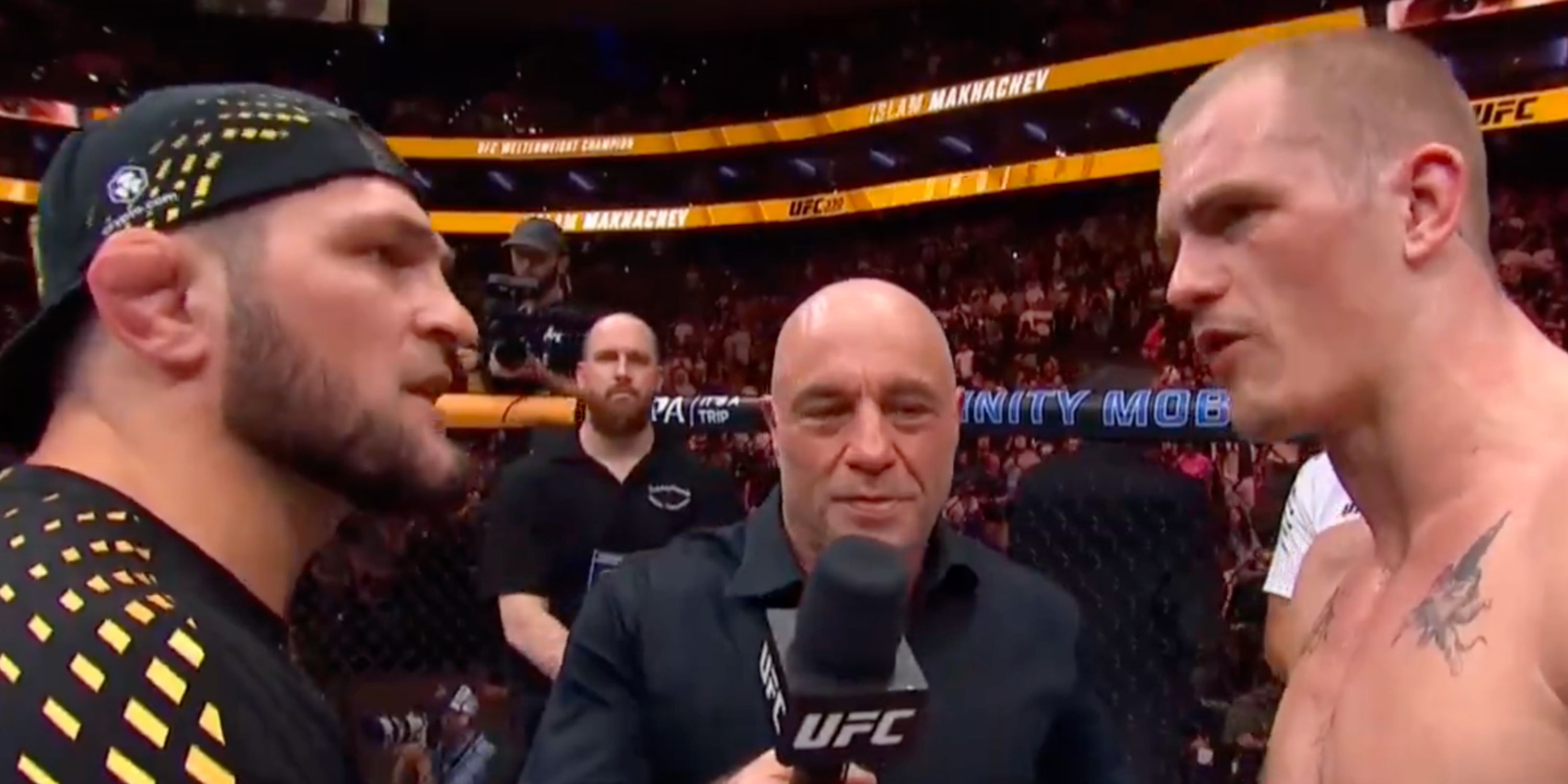 Khabib and Ian Garry talking after UFC 330