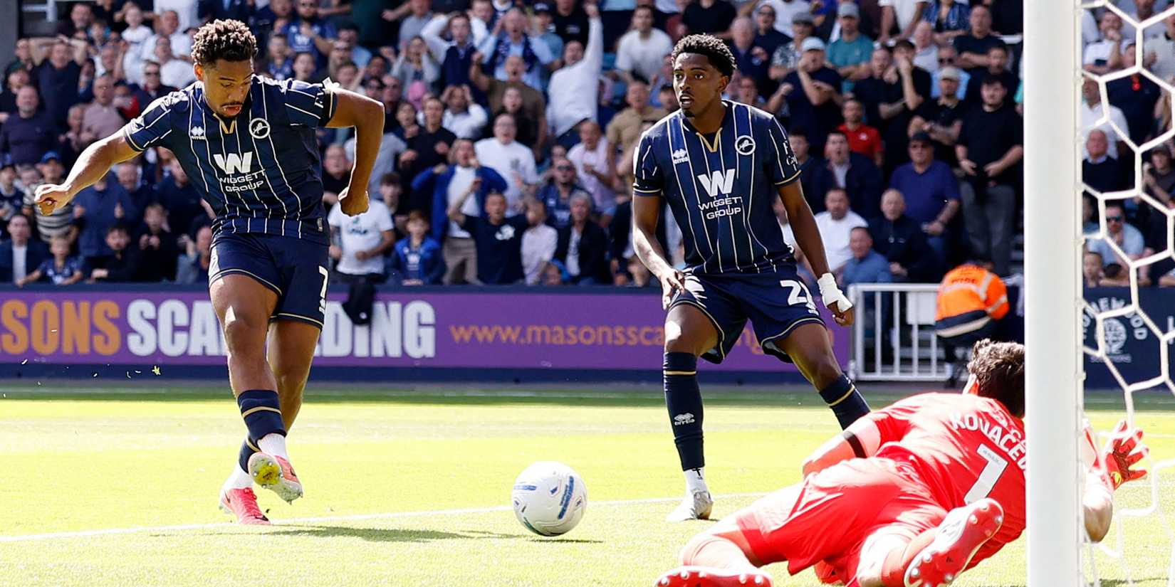 Millwall's Tairyk Arconte scores against Norwich City