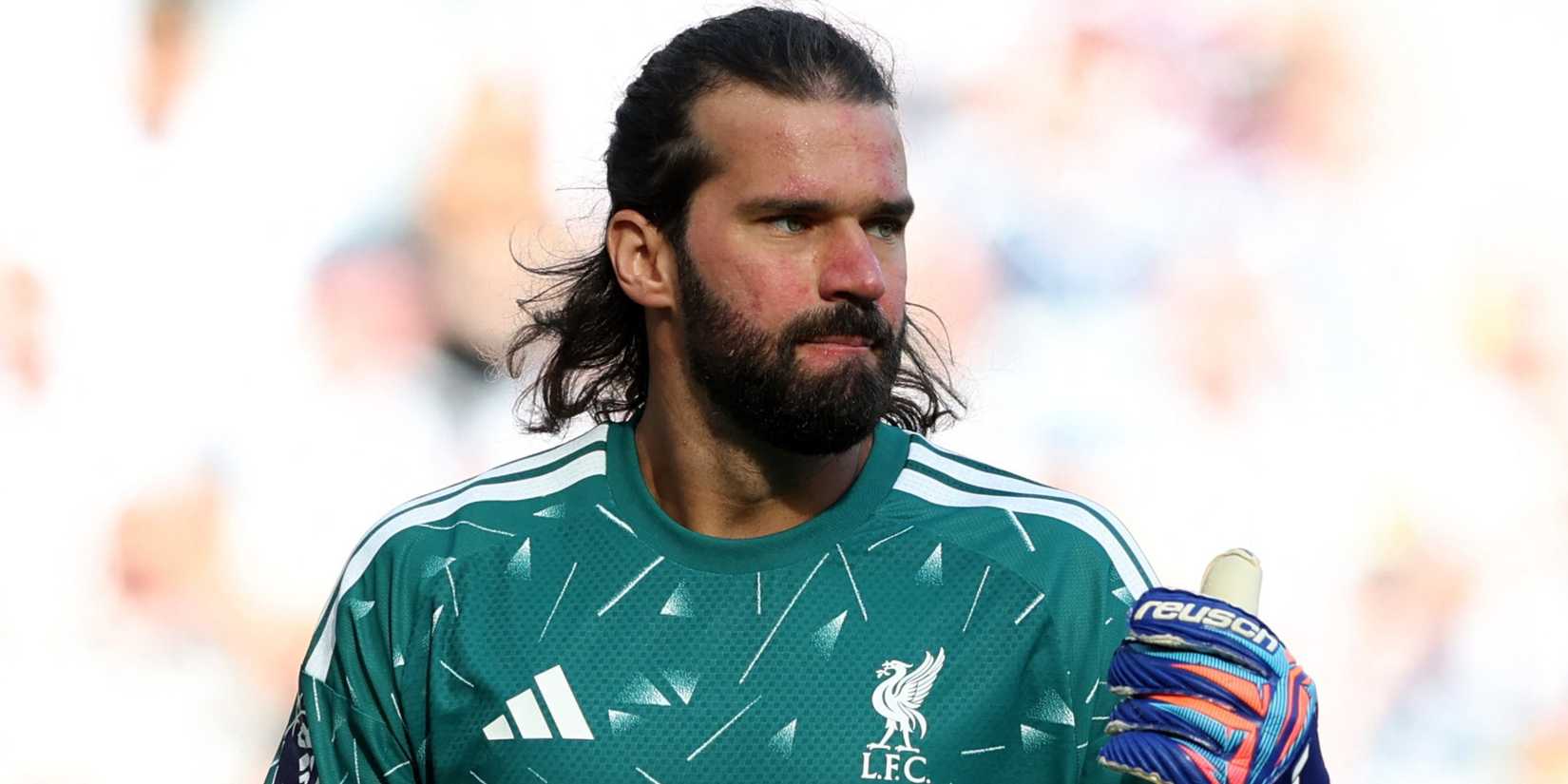 Alisson Becker in action for Liverpool vs Nottingham Forest