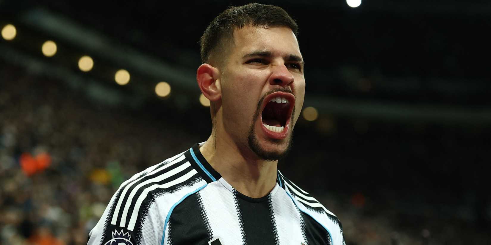 Newcastle United midfielder Bruno Guimaraes celebrates