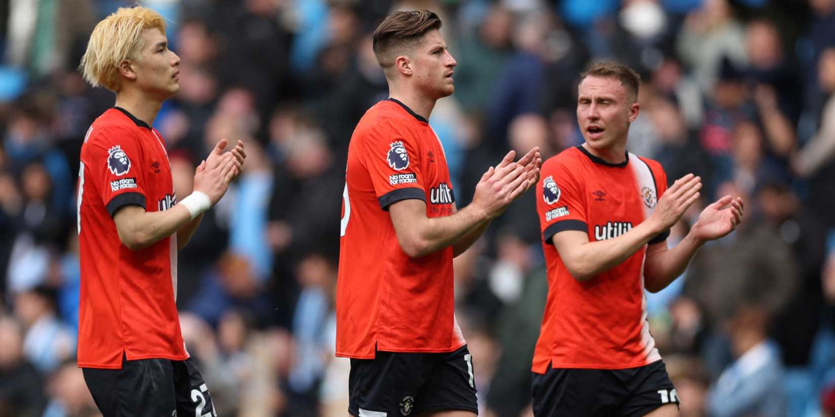 Luton Town players at the Etihad Stadium