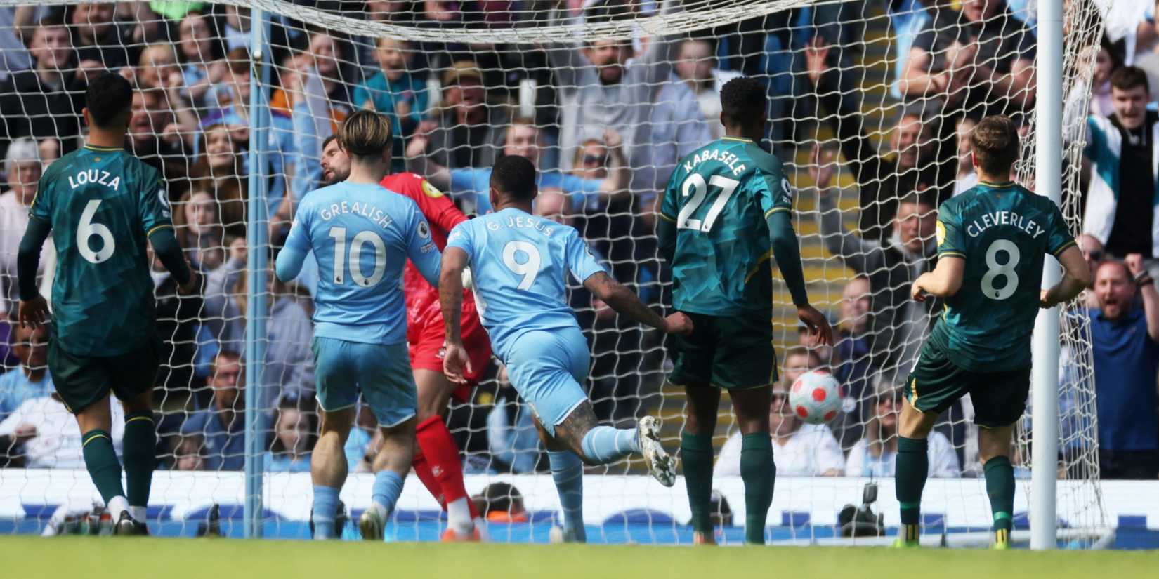 Manchester City's Gabriel Jesus scores their fifth goal vs Watford