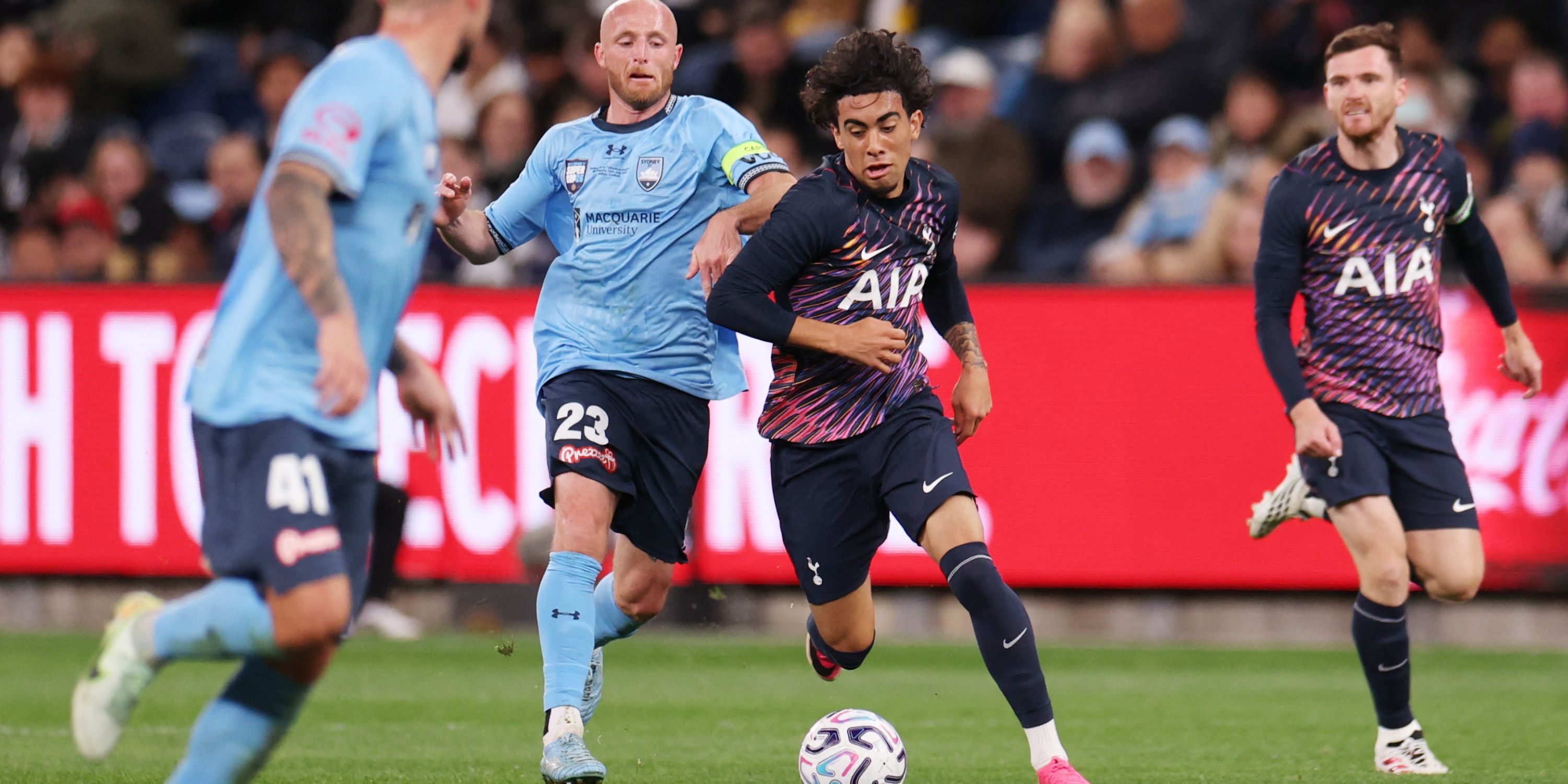 Tottenham teenager Luca Williams-Barnett in action against Sydney FC