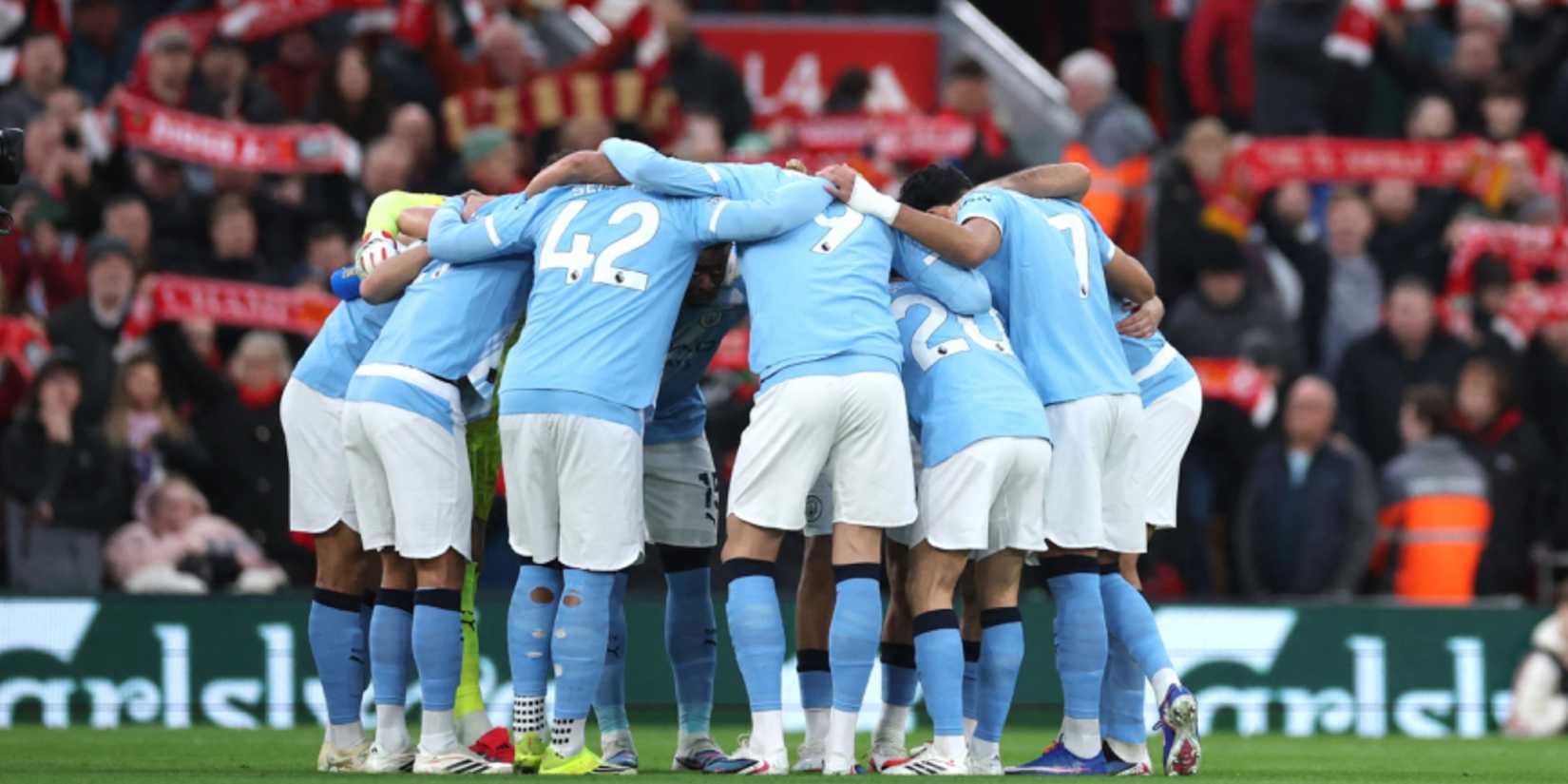 Manchester City players at Anfield