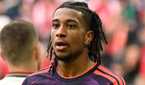 Bayern Munich's Michael Olise looks concerned