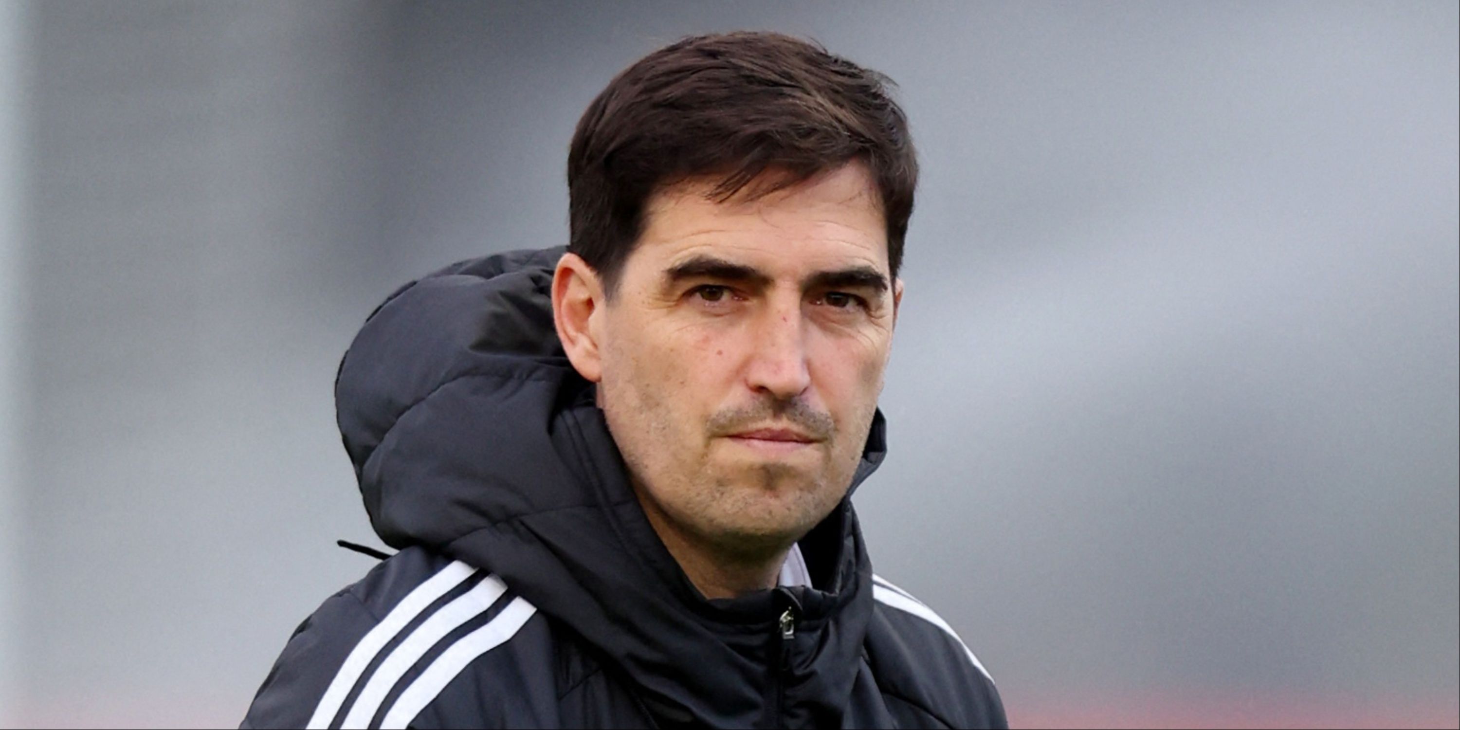Liverpool manager Andoni Iraola during training