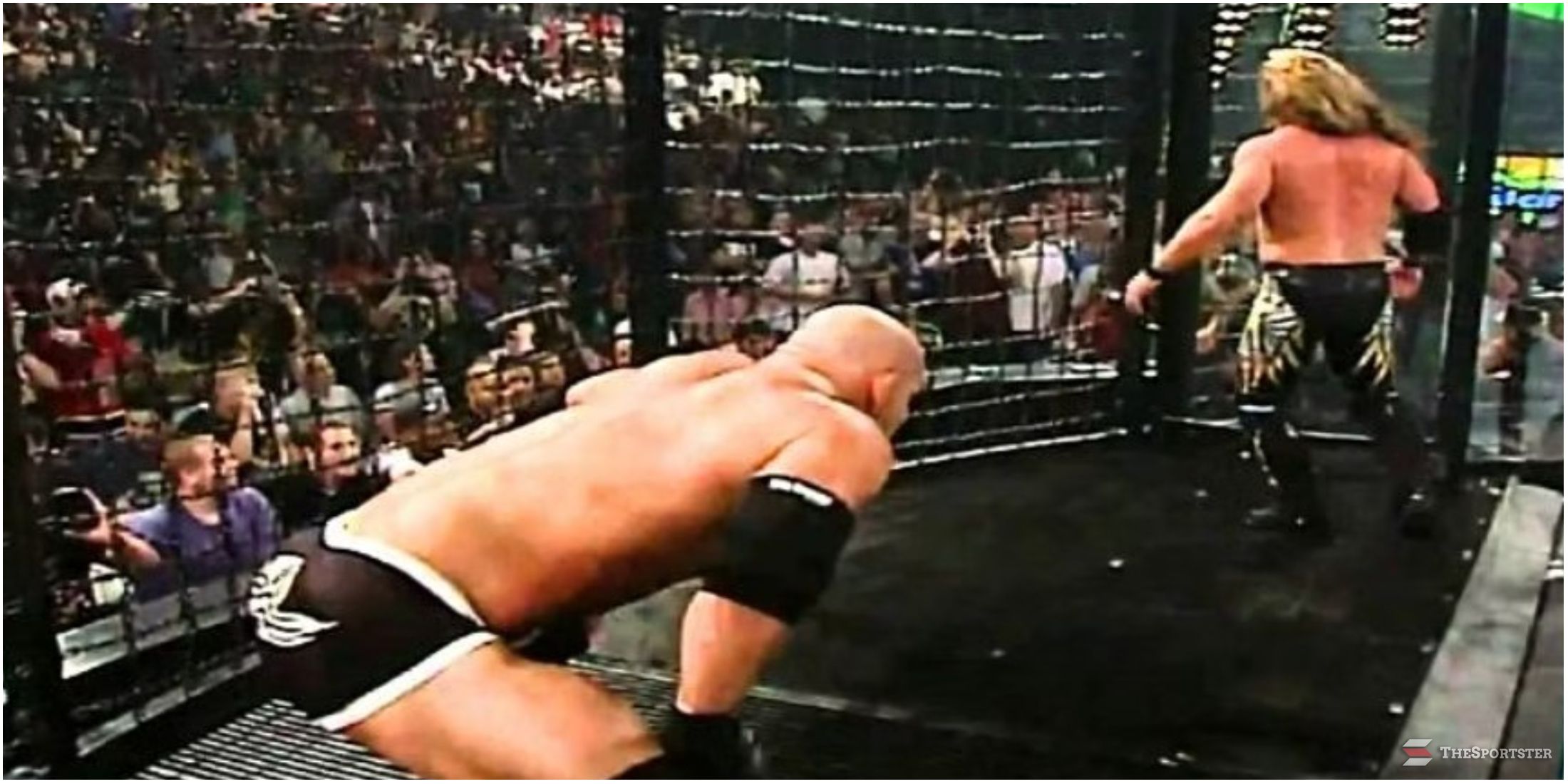Goldberg spears Chris Jericho at 2003 Elimination Chamber